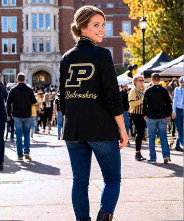 Purdue University Boilermakers P Black Ruched Blazer