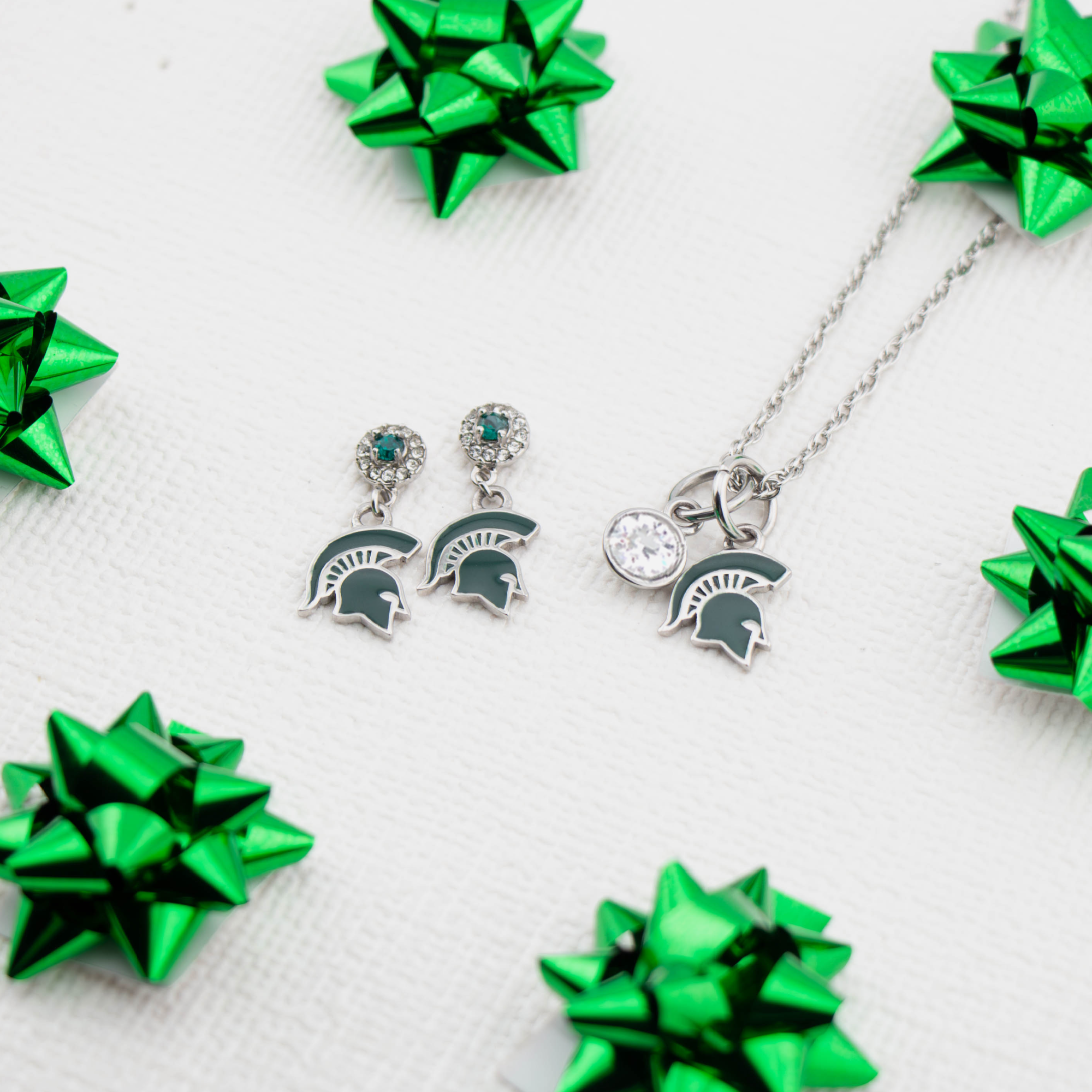 Michigan State Earrings Drop Crystal