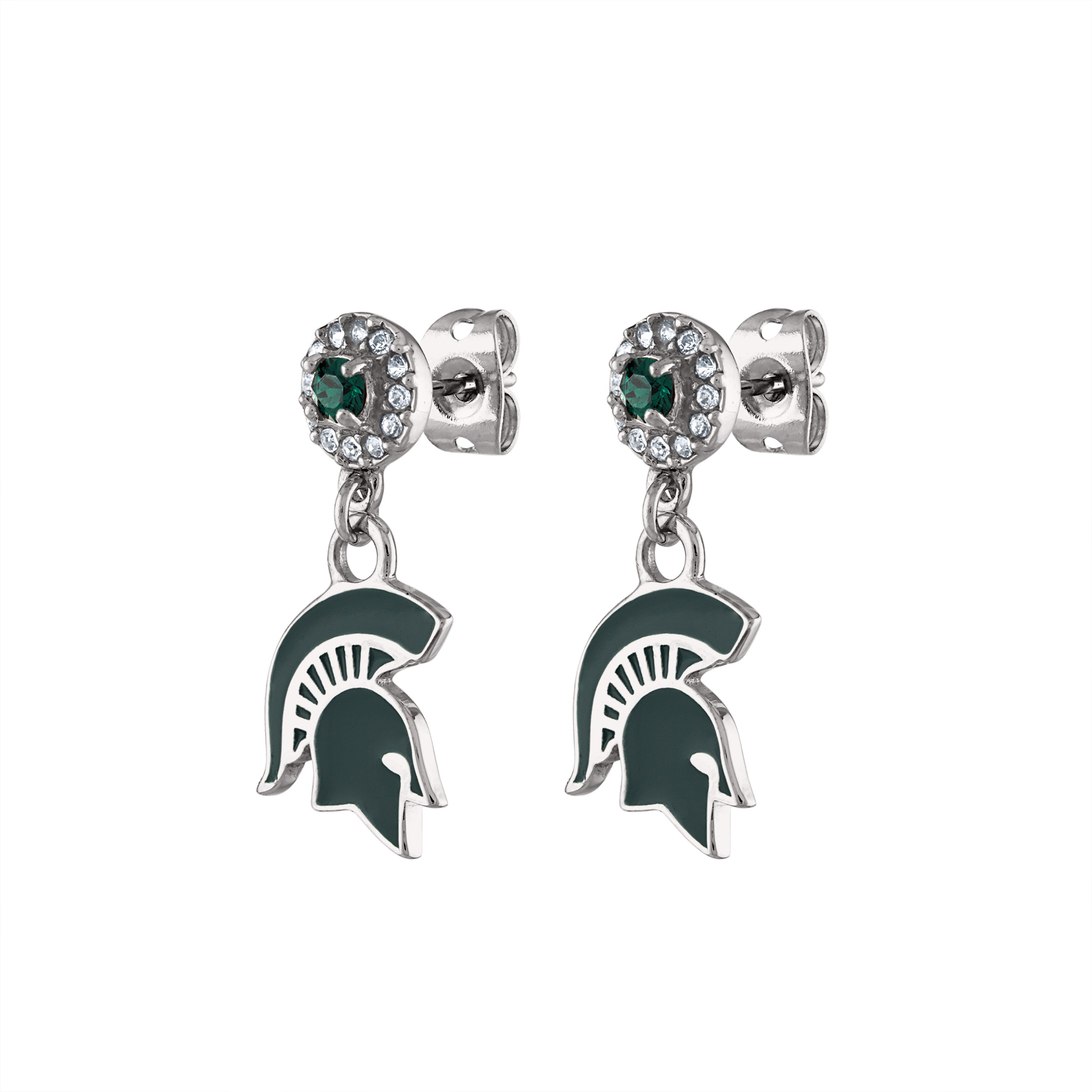 Michigan State Earrings Drop Crystal