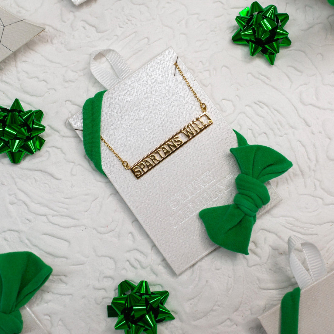 MSU Necklace 'Spartans Will.' 18K Gold Finish