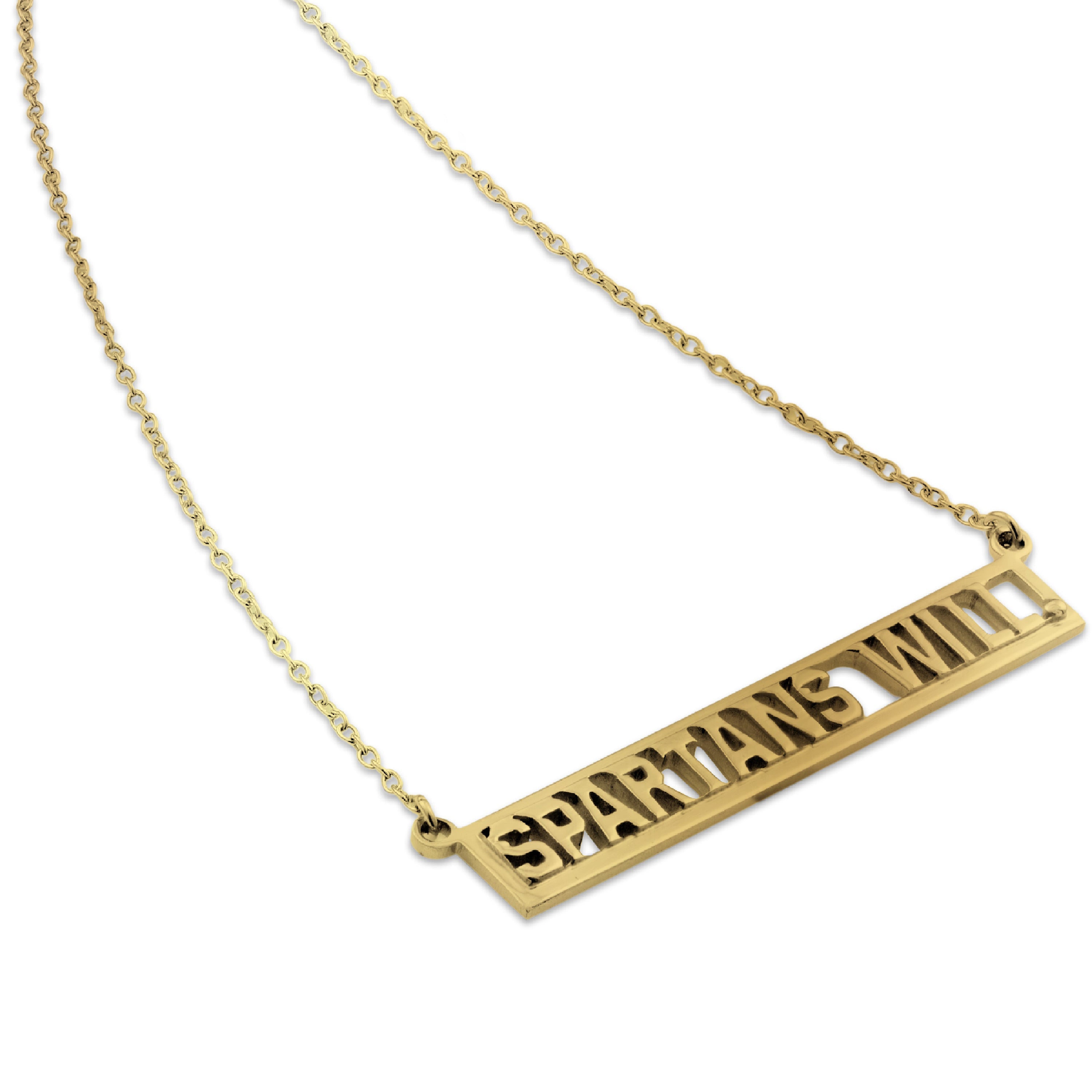 MSU Necklace 'Spartans Will.' 18K Gold Finish