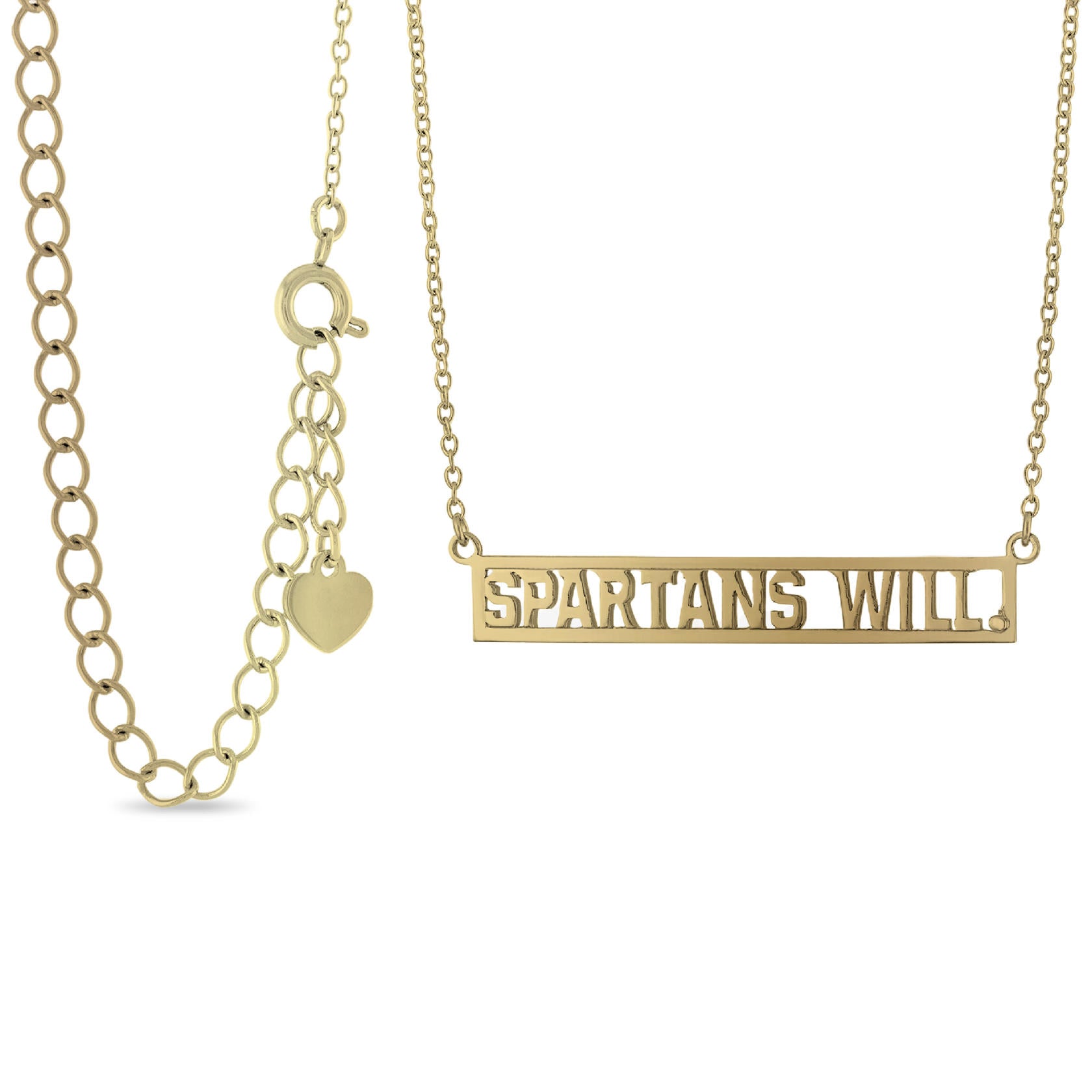 MSU Necklace 'Spartans Will.' 18K Gold Finish