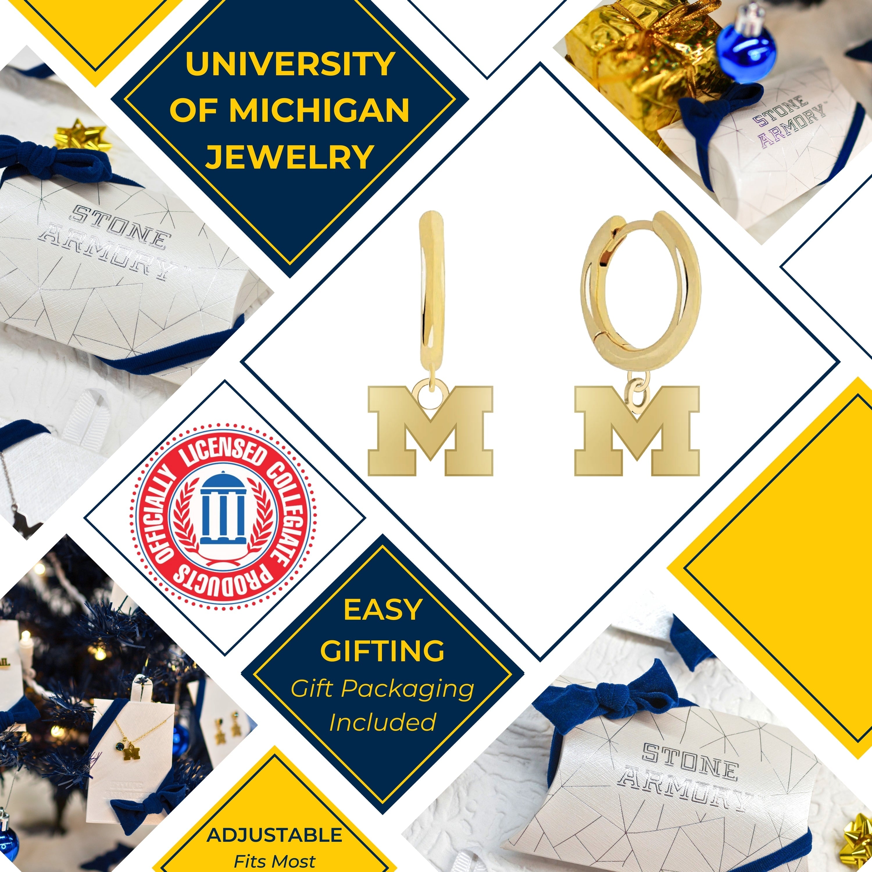 Michigan Earring Huggie Hoops 18K Gold Finish