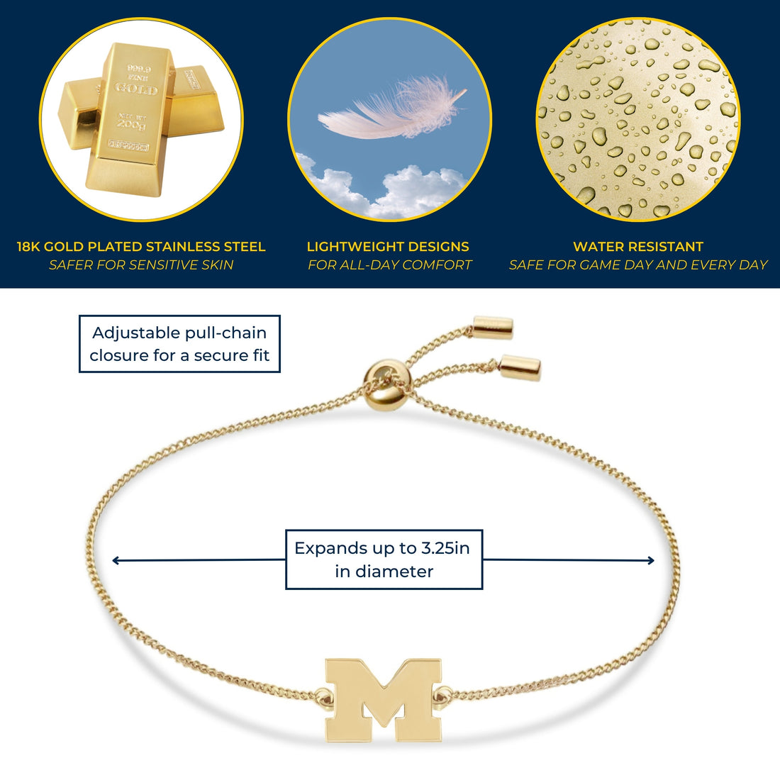 Michigan Bracelet Block M