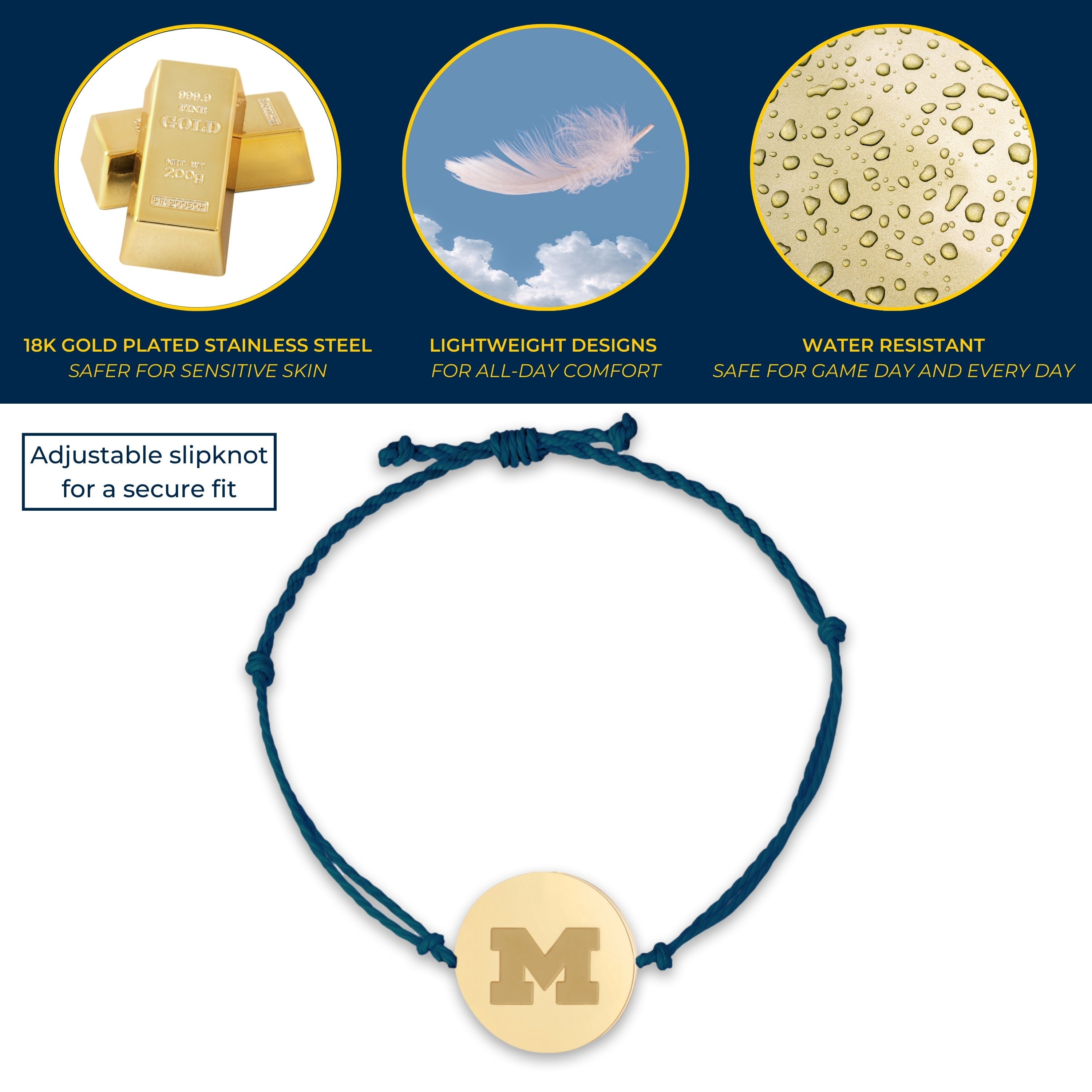 Michigan Logo Charm Coin Bracelet