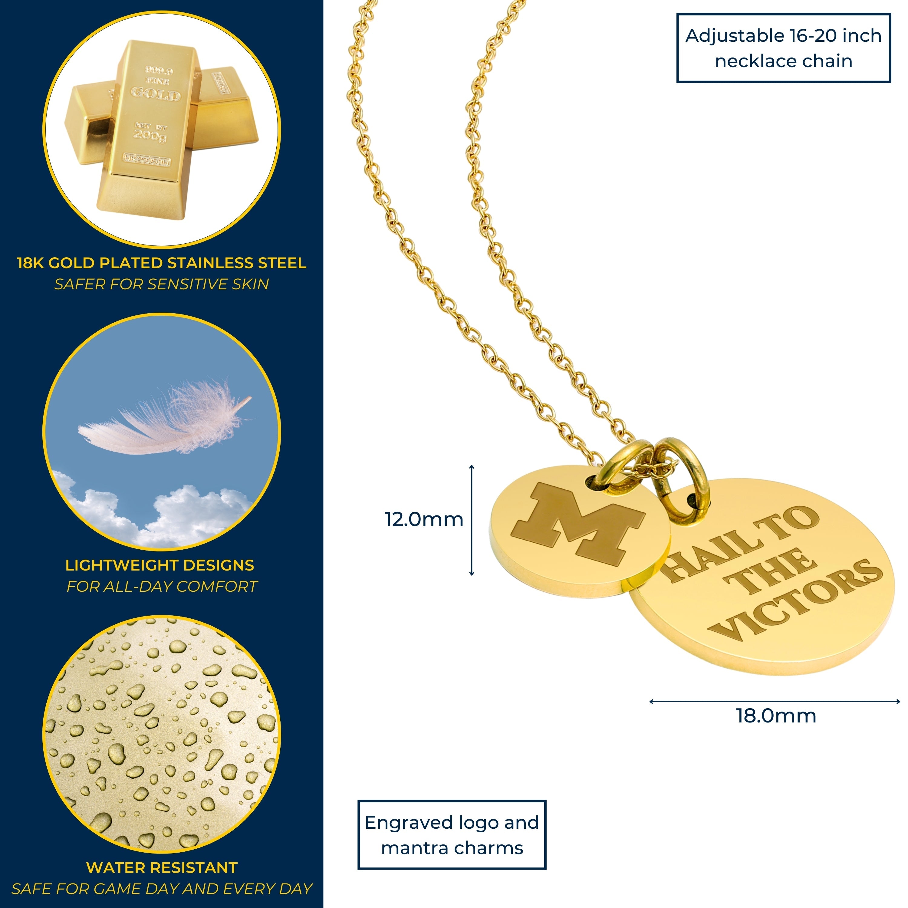 University of Michigan Charm Necklace