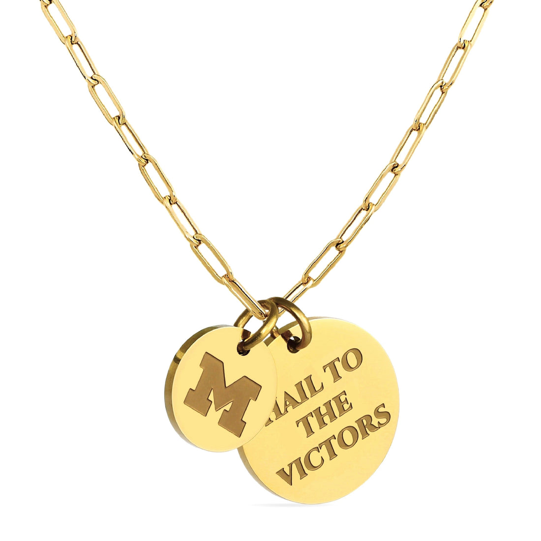 University of Michigan Charm Necklace Paperclip Chain