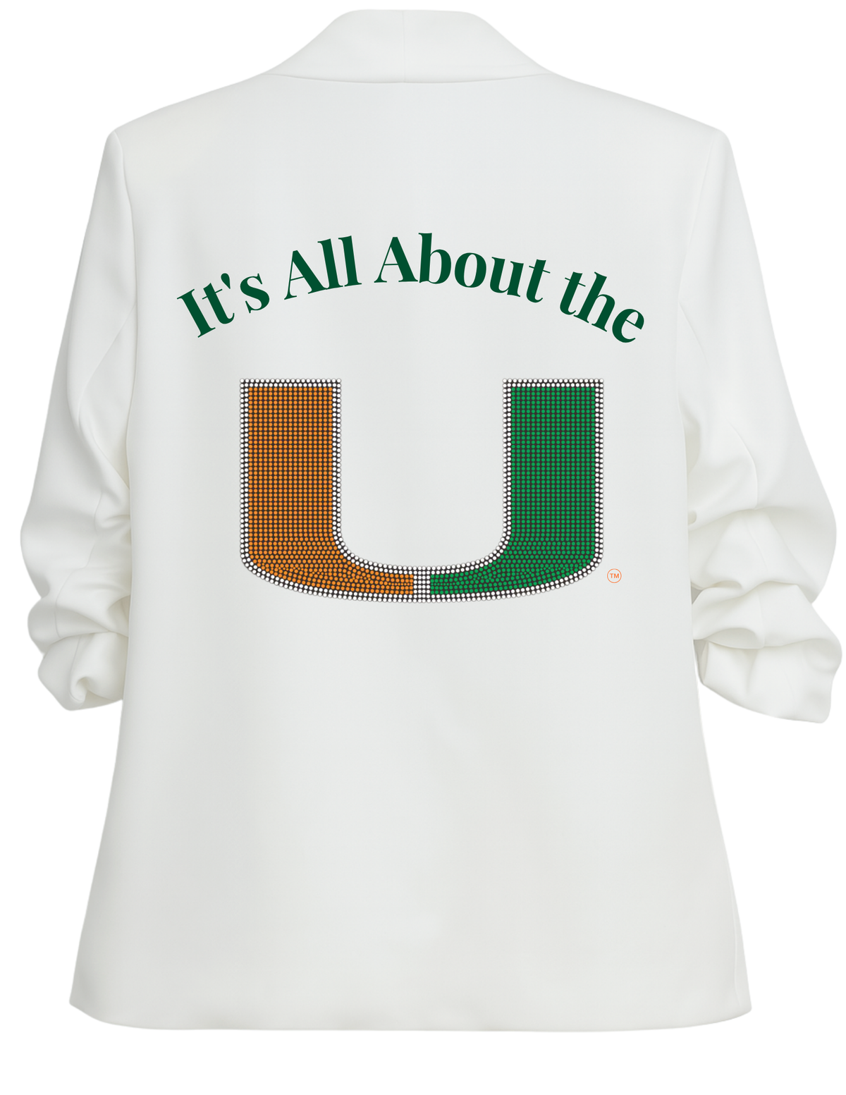 University Of Miami All About The U White Ruched Sleeve Blazer