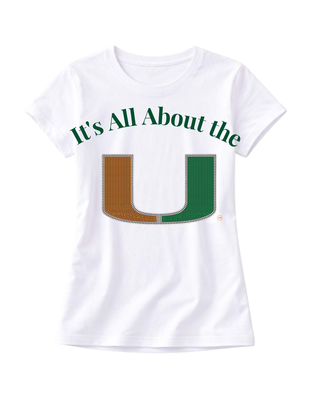 University Of Miami All About The U White Crewneck Short Sleeve T-Shirt