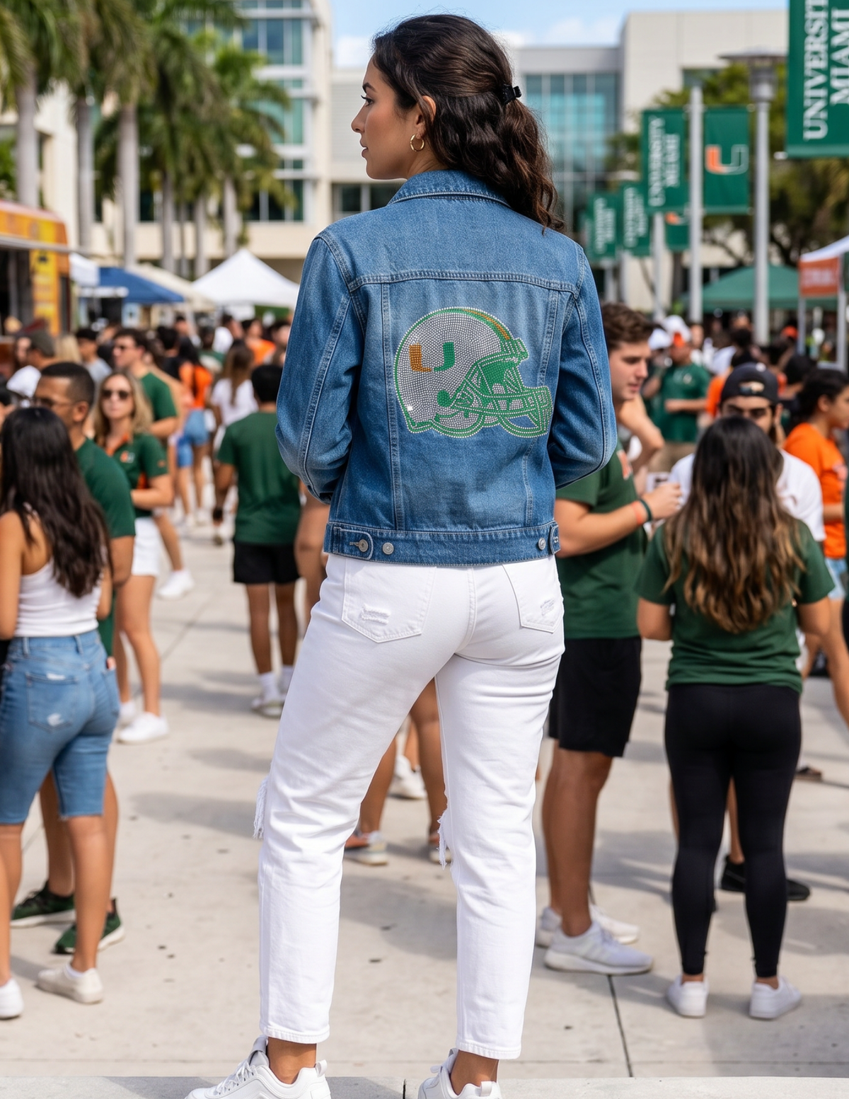 University Of Miami Helmet Blue Denim Jacket