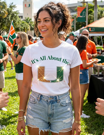 University Of Miami All About The U White Crewneck Short Sleeve T-Shirt