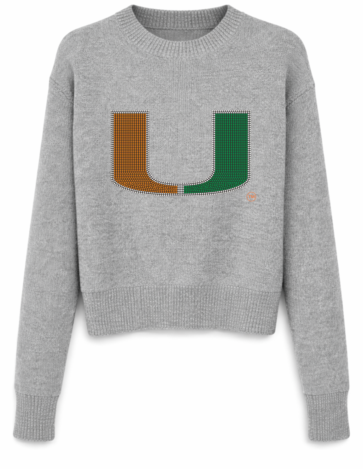 University Of Miami Large U Gray Crewneck Sweater