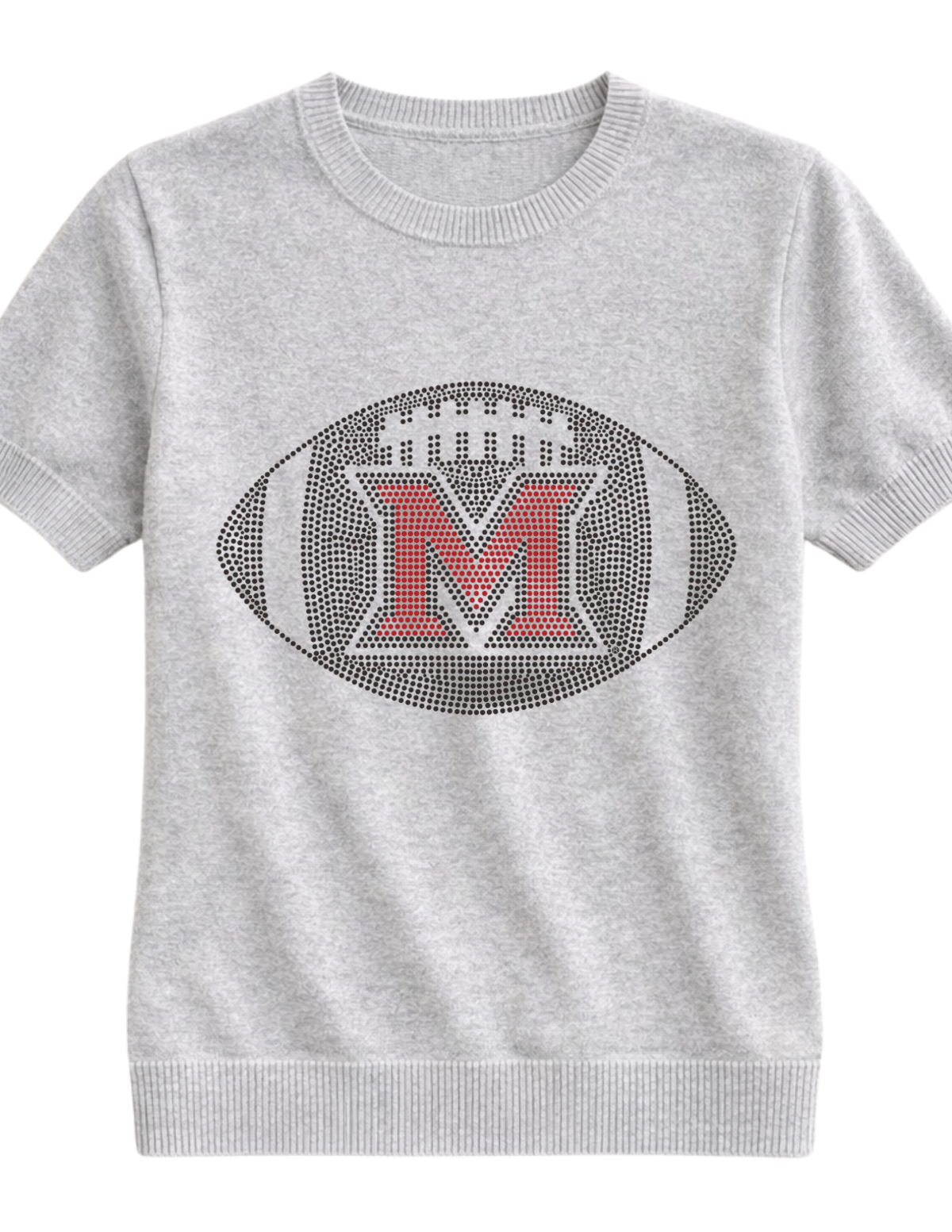 Miami of Ohio Football Gray Short Sleeve Sweater