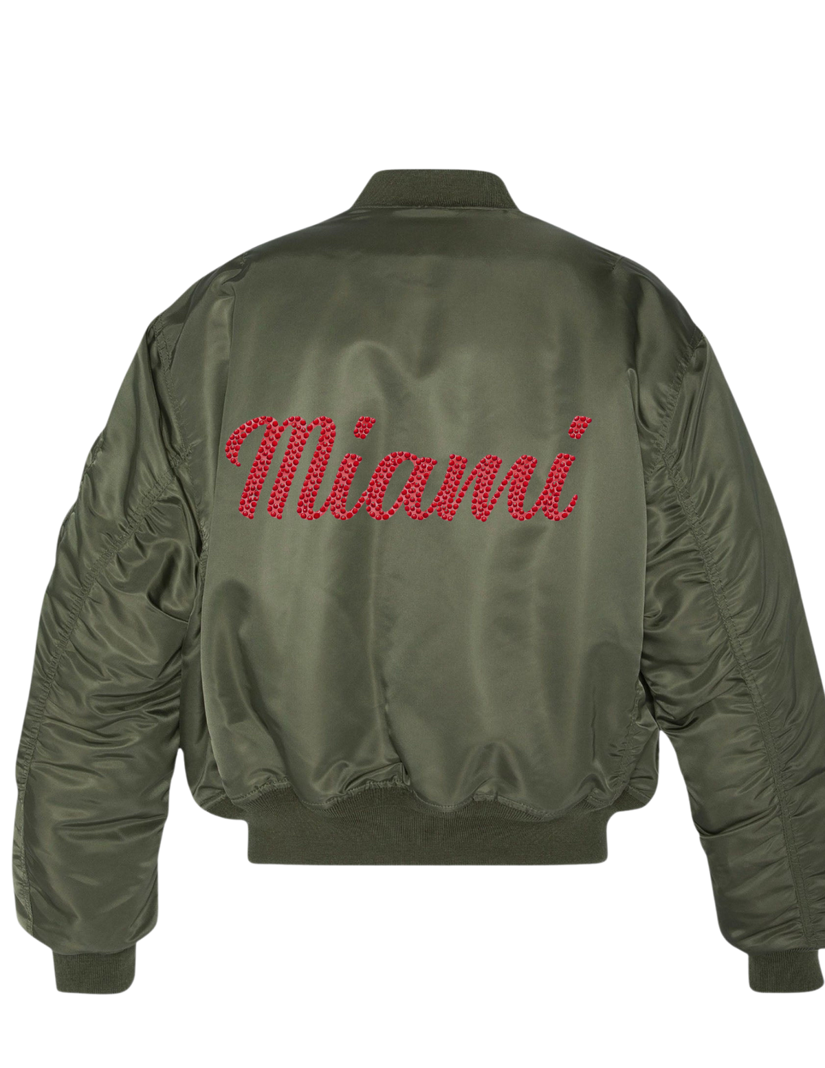 Miami University Ohio Script Army Green Bomber Jacket