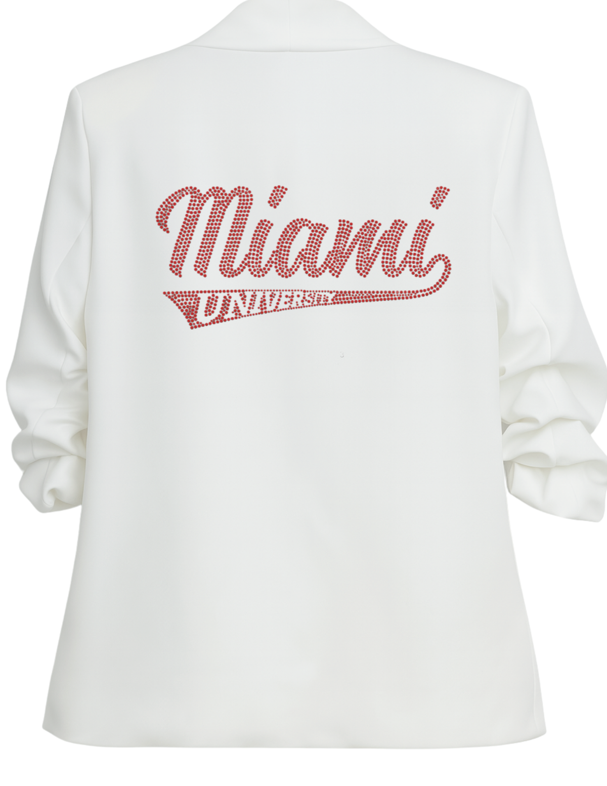 Miami of Ohio Script White Ruched Sleeve Blazer
