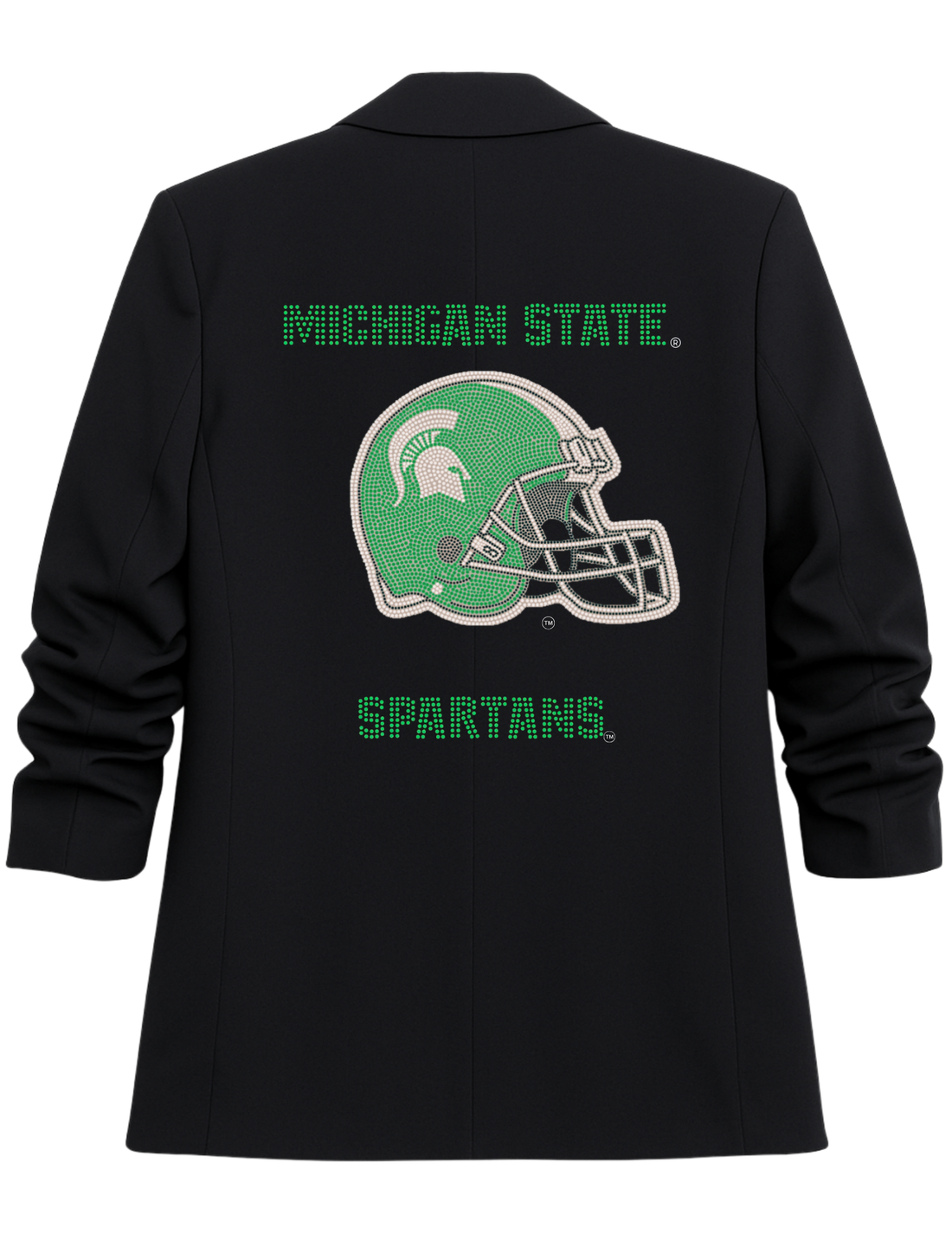 Michigan State Spartans Football Helmet Black Ruched Blazer