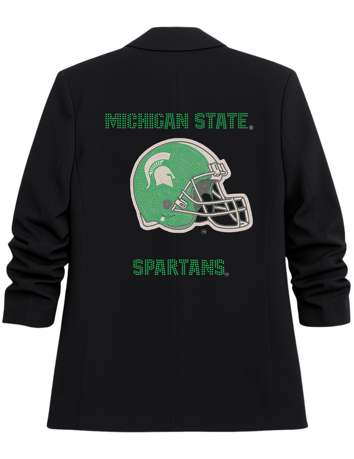Michigan State Spartans Football Helmet Black Ruched Blazer