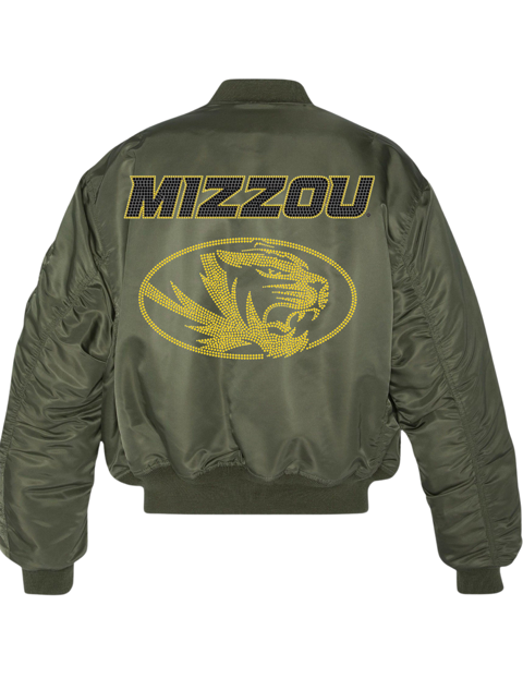 University of Missouri, Mizzou Gold Tiger Army Green Bomber Jacket