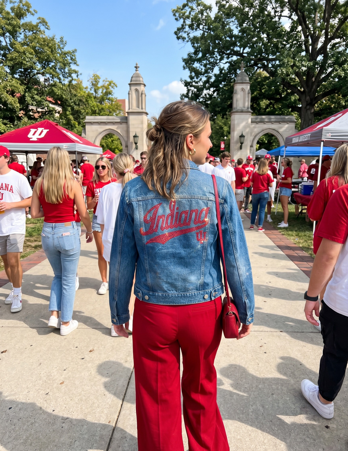 Indiana University Script Trident Blue Denim Jacket