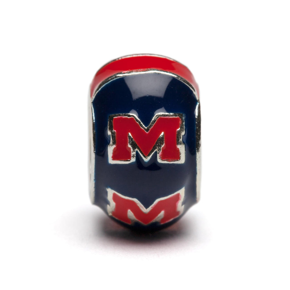 Ole Miss Bead Charm - Blue Logo Stripe