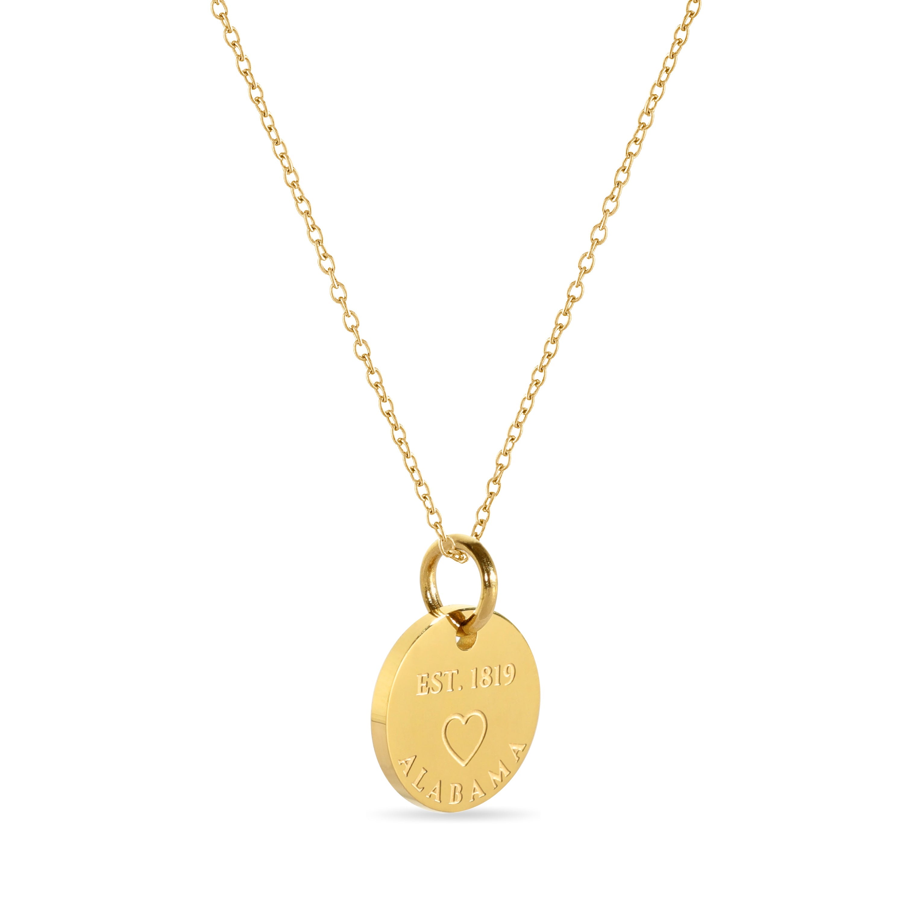 Alabama Map Engraved Charm Necklace - 18K Gold Plate