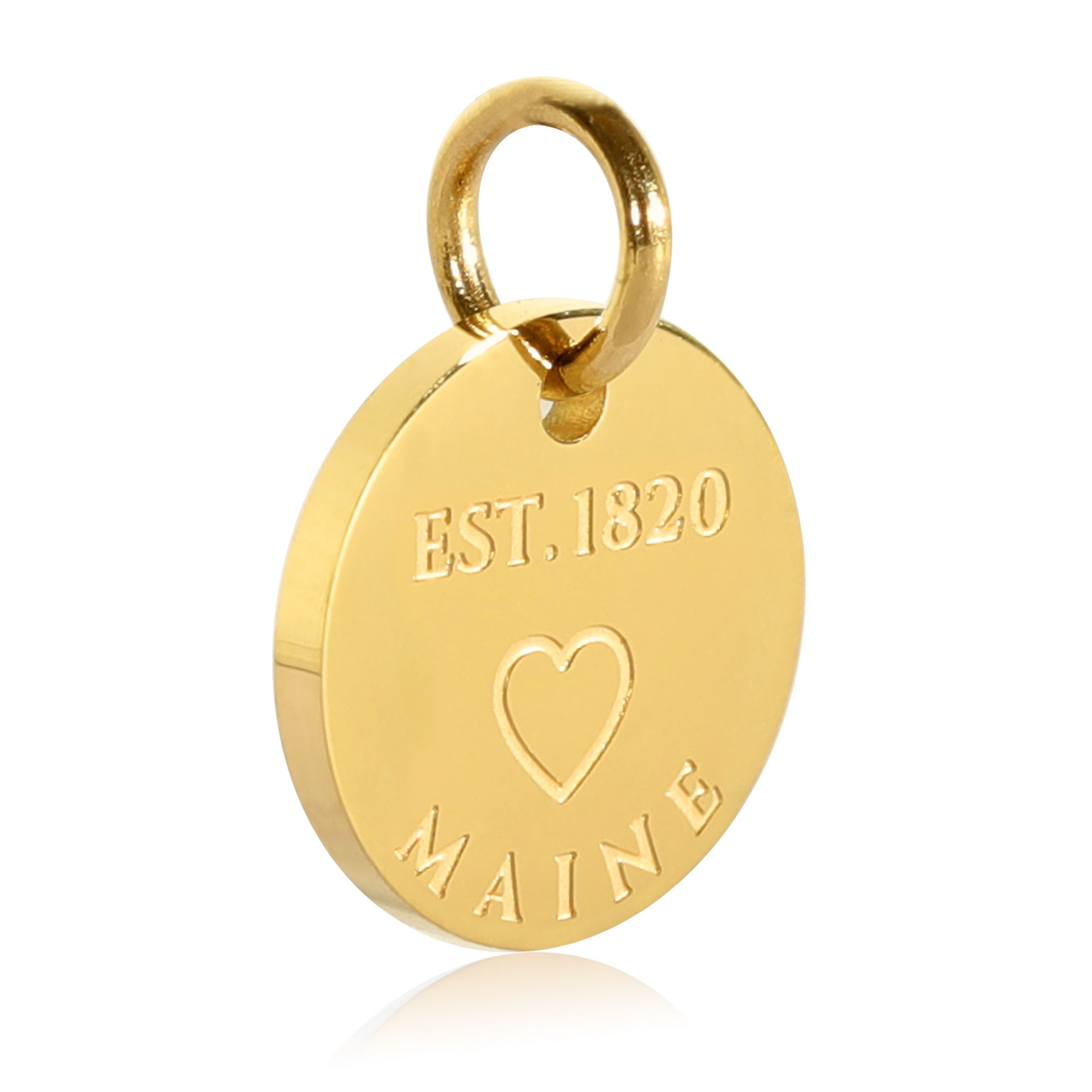 Maine Map Engraved Charm Necklace - 18K Gold Plate
