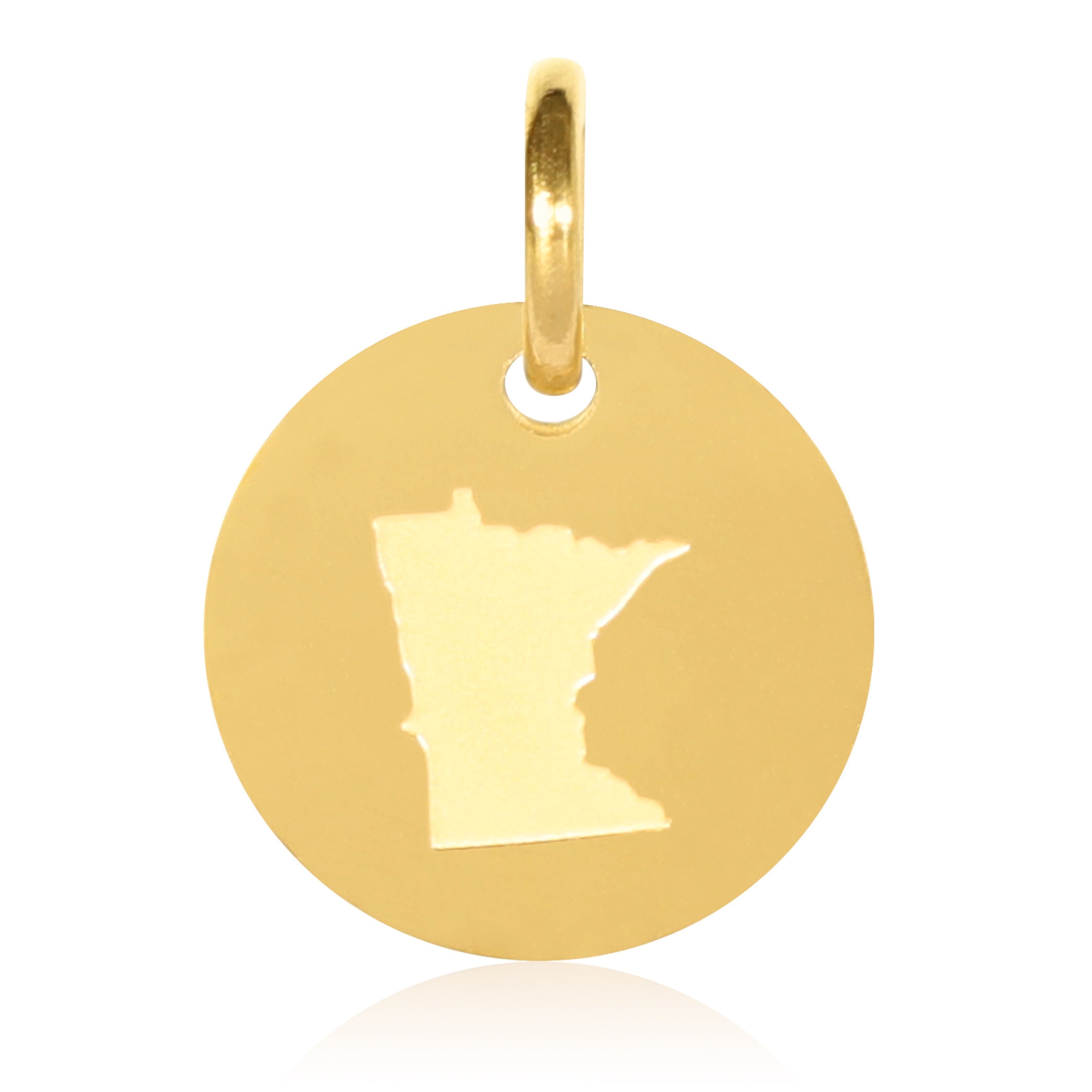 Minnesota Map Engraved Charm Necklace - 18K Gold Plate