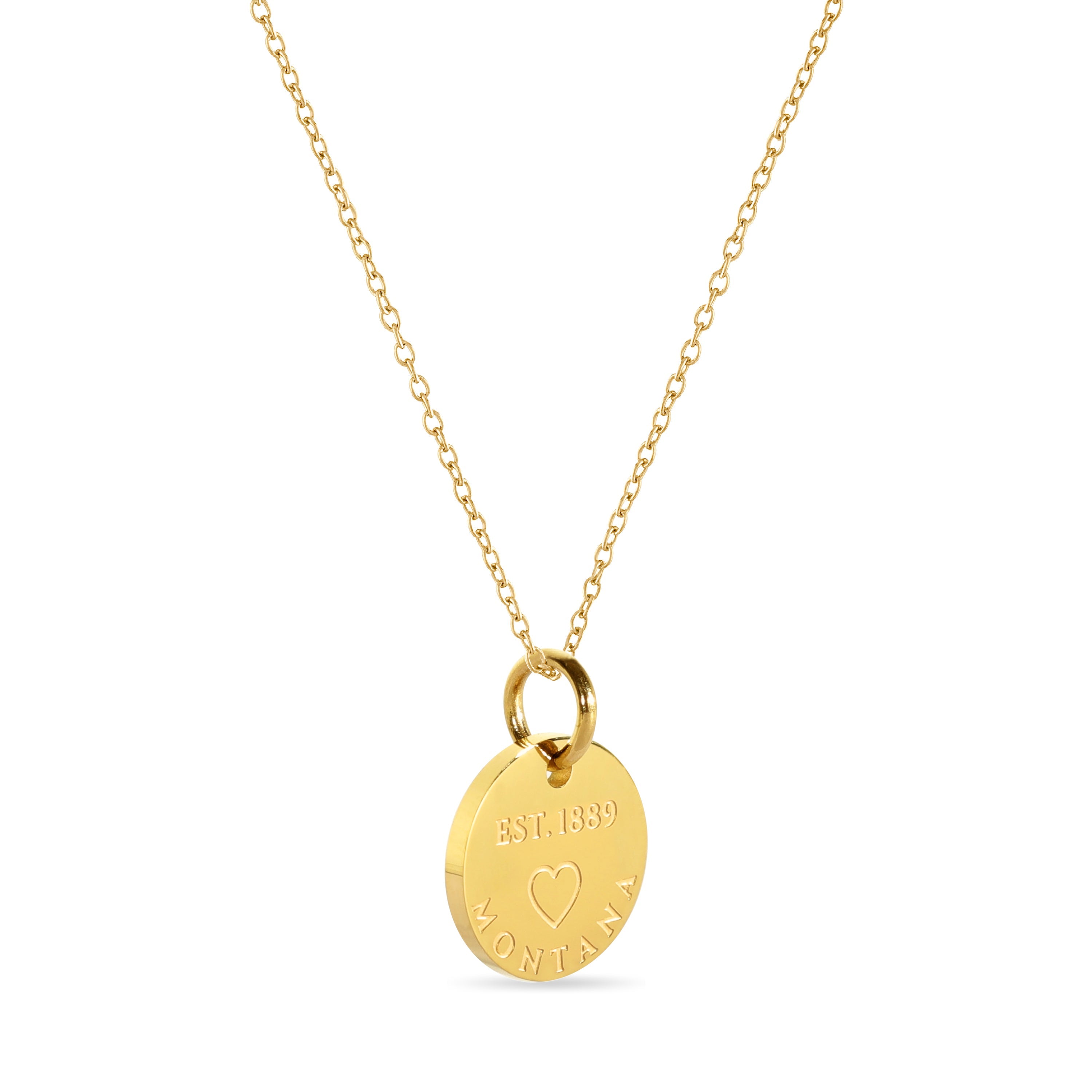 Montana Map Engraved Charm Necklace - 18K Gold Plate
