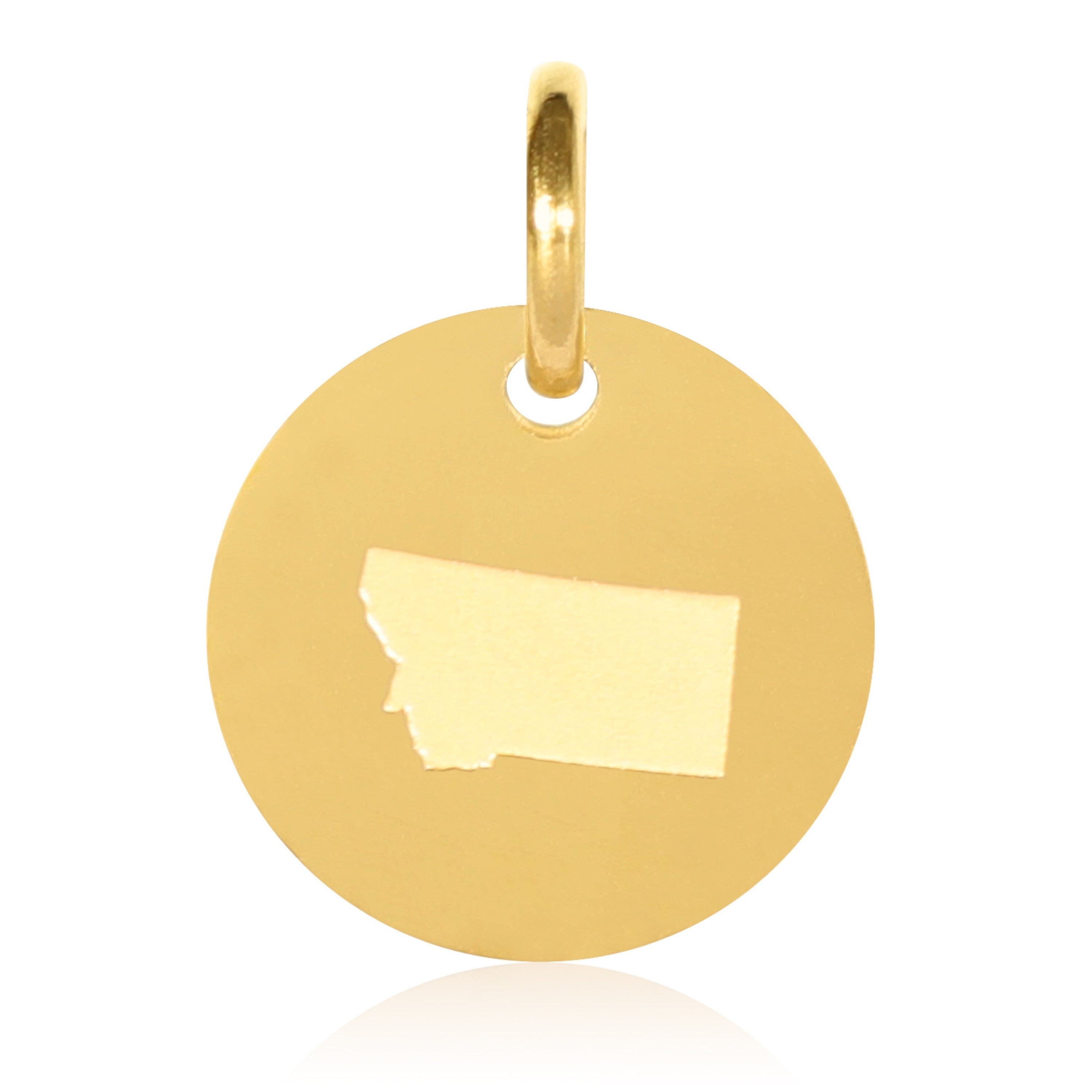 Montana Map Engraved Charm Necklace - 18K Gold Plate