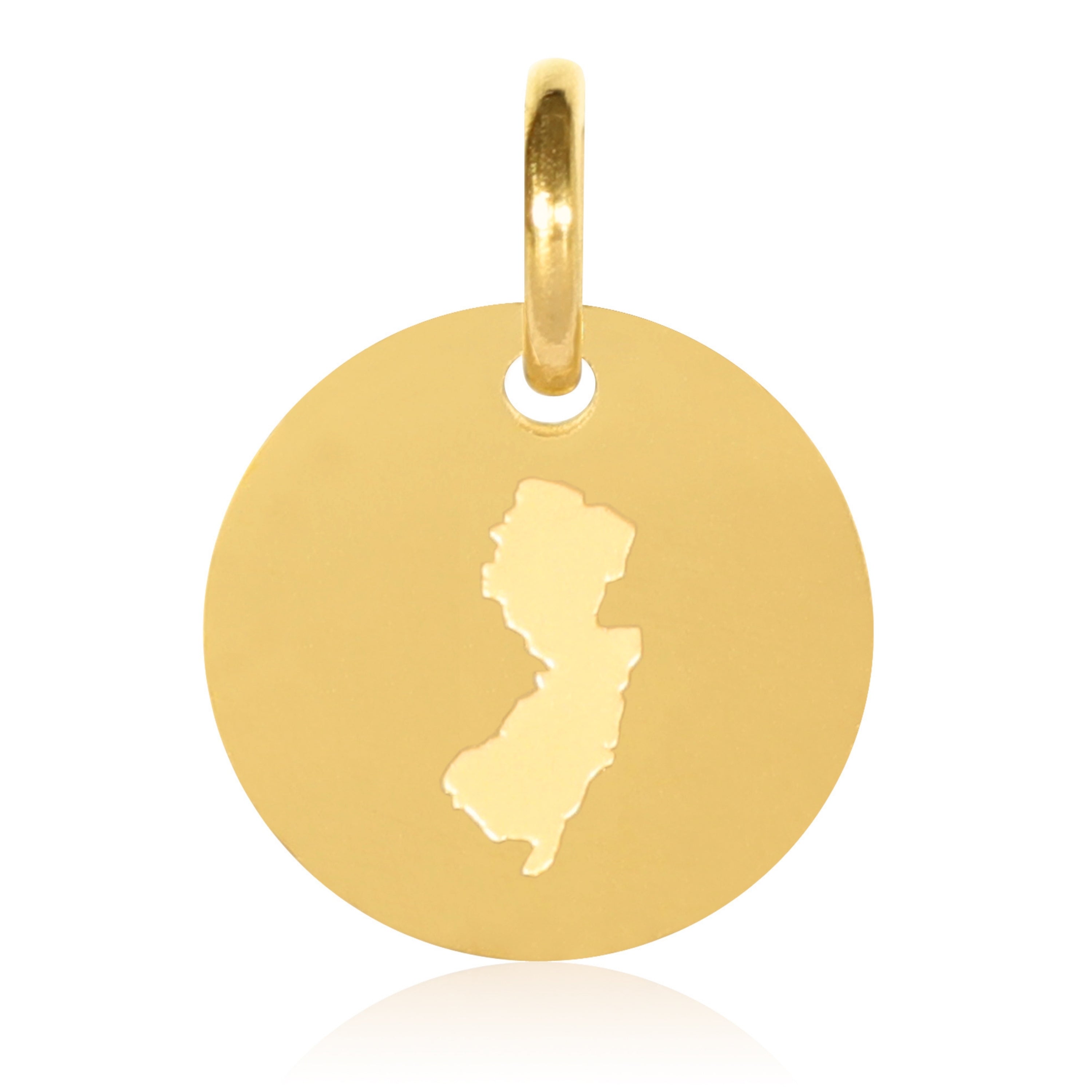New Jersey Map Engraved Charm Necklace - 18K Gold Plate