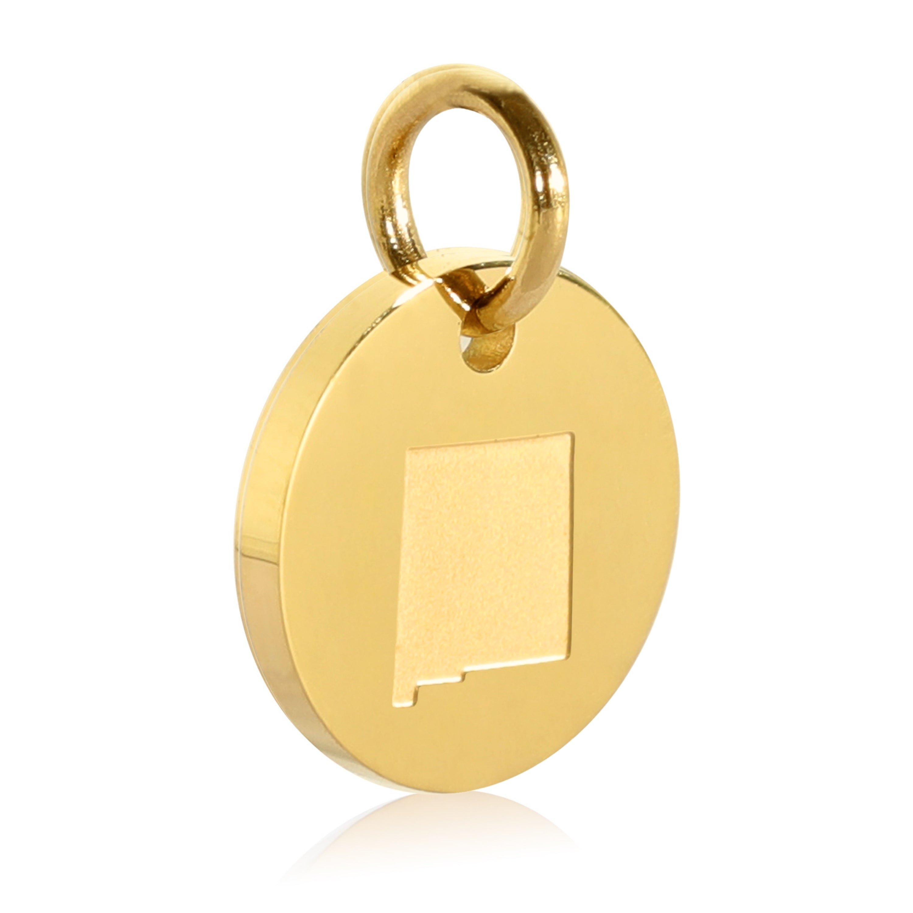 New Mexico Map Engraved Charm Necklace - 18K Gold Plate