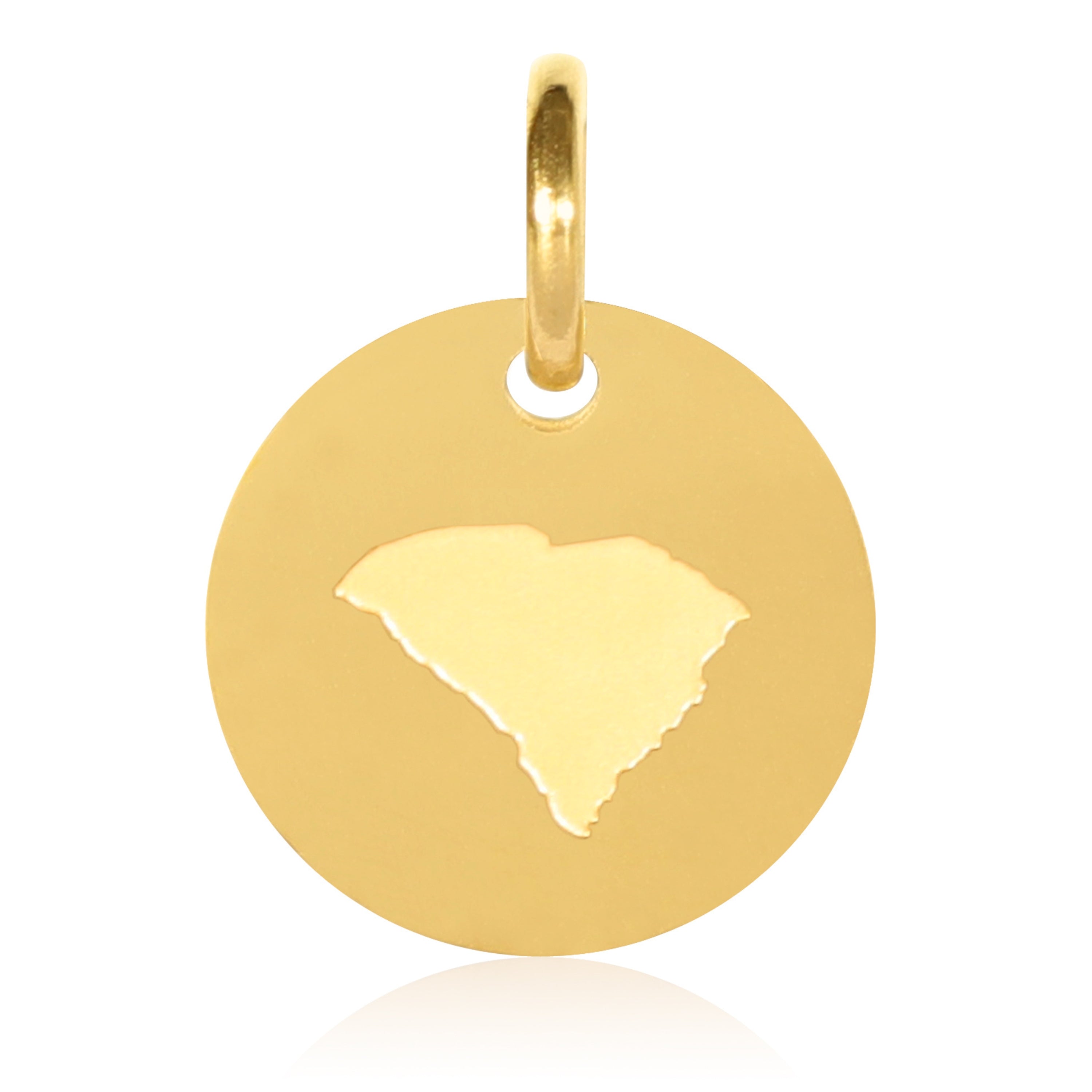 South Carolina Map Engraved Charm Necklace - 18K Gold Plate