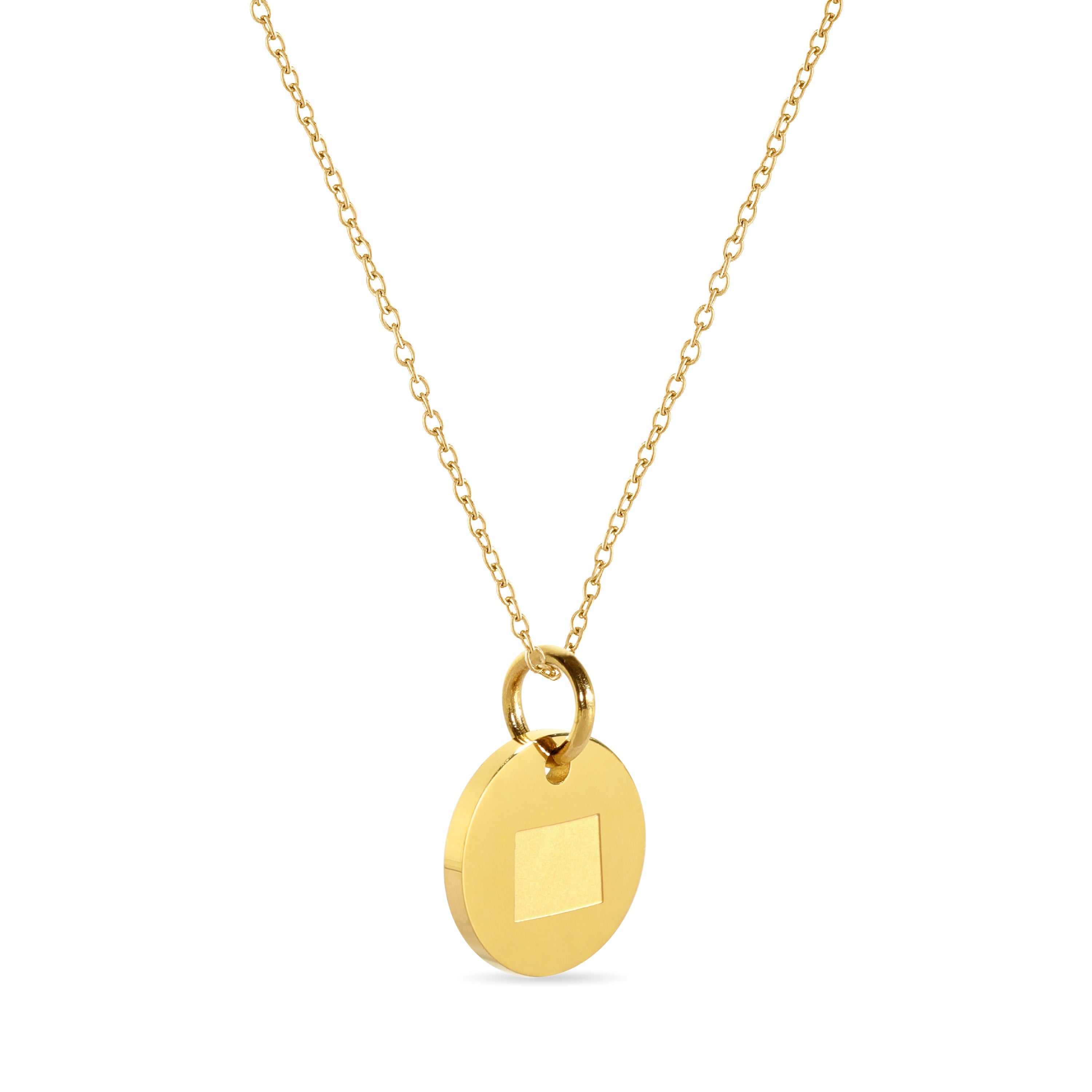 Wyoming Map Engraved Charm Necklace - 18K Gold Plate