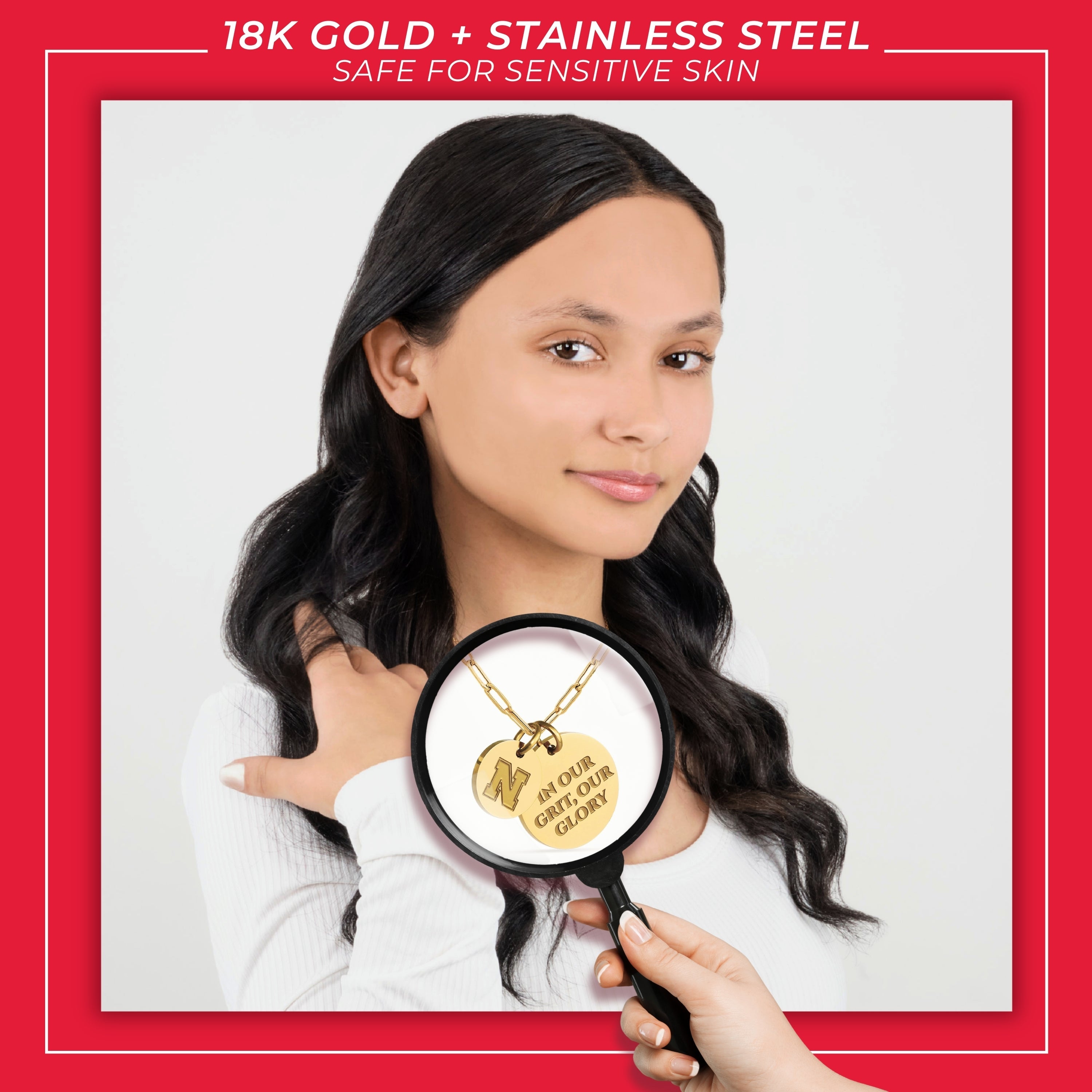 Nebraska Paperclip Chain Charm Necklace