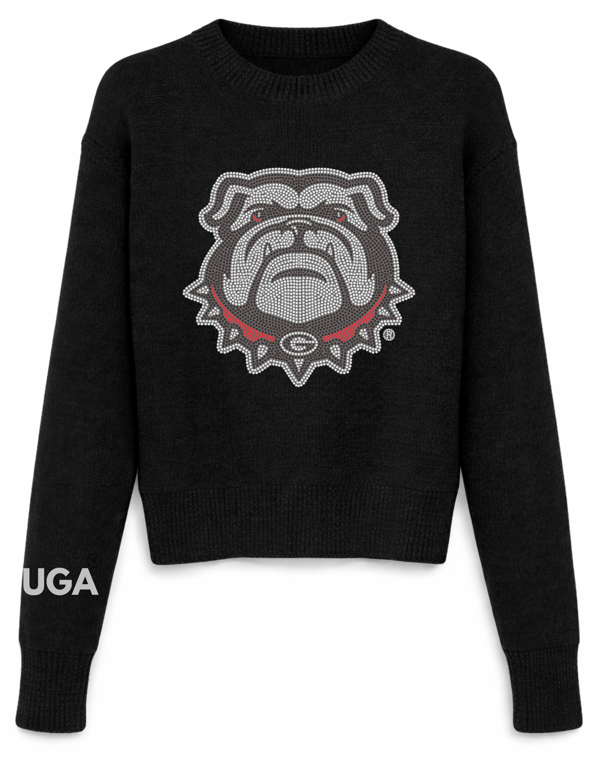 University of Georgia Bulldog Logo Black Crewneck Sweater