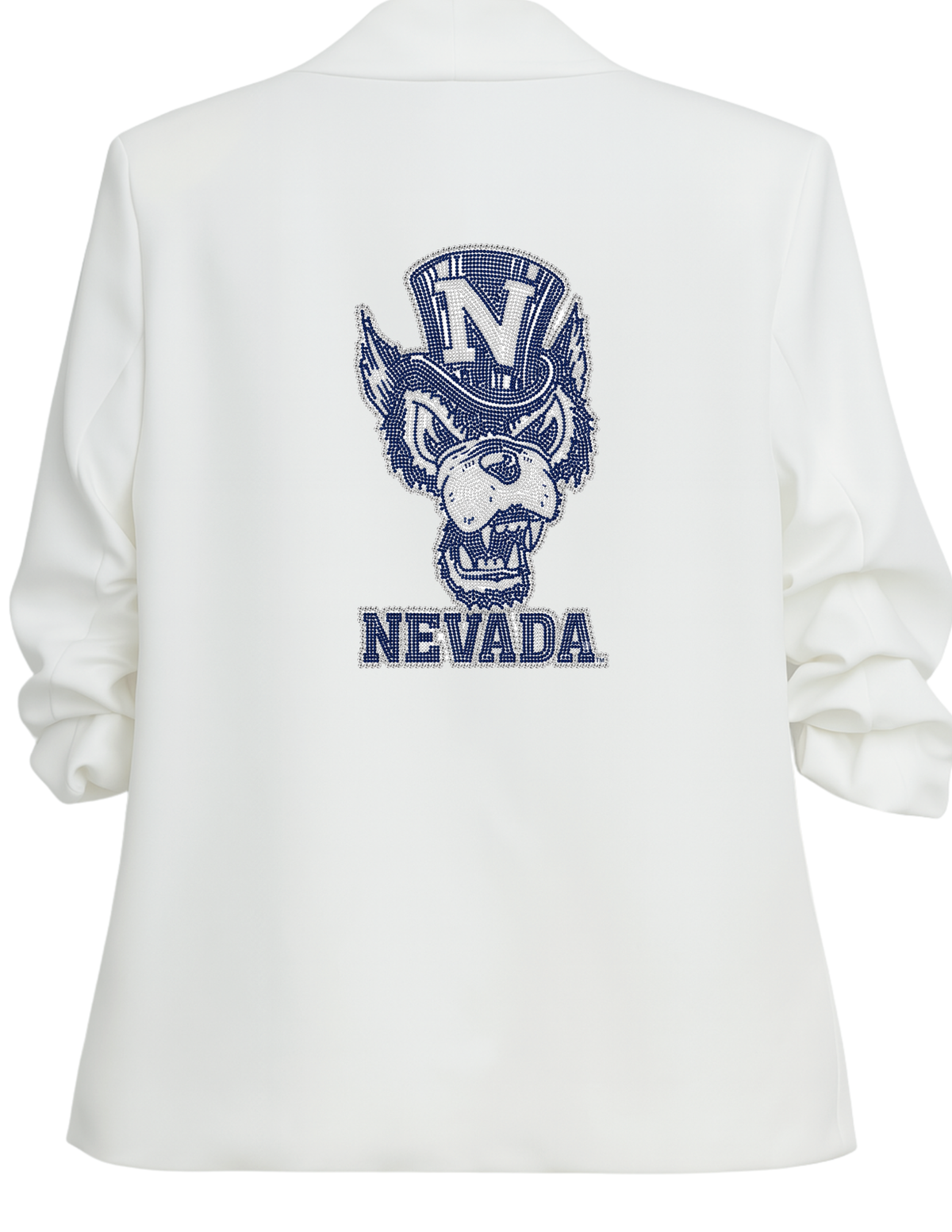 University of Nevada Wolfie White Ruched Sleeve Blazer