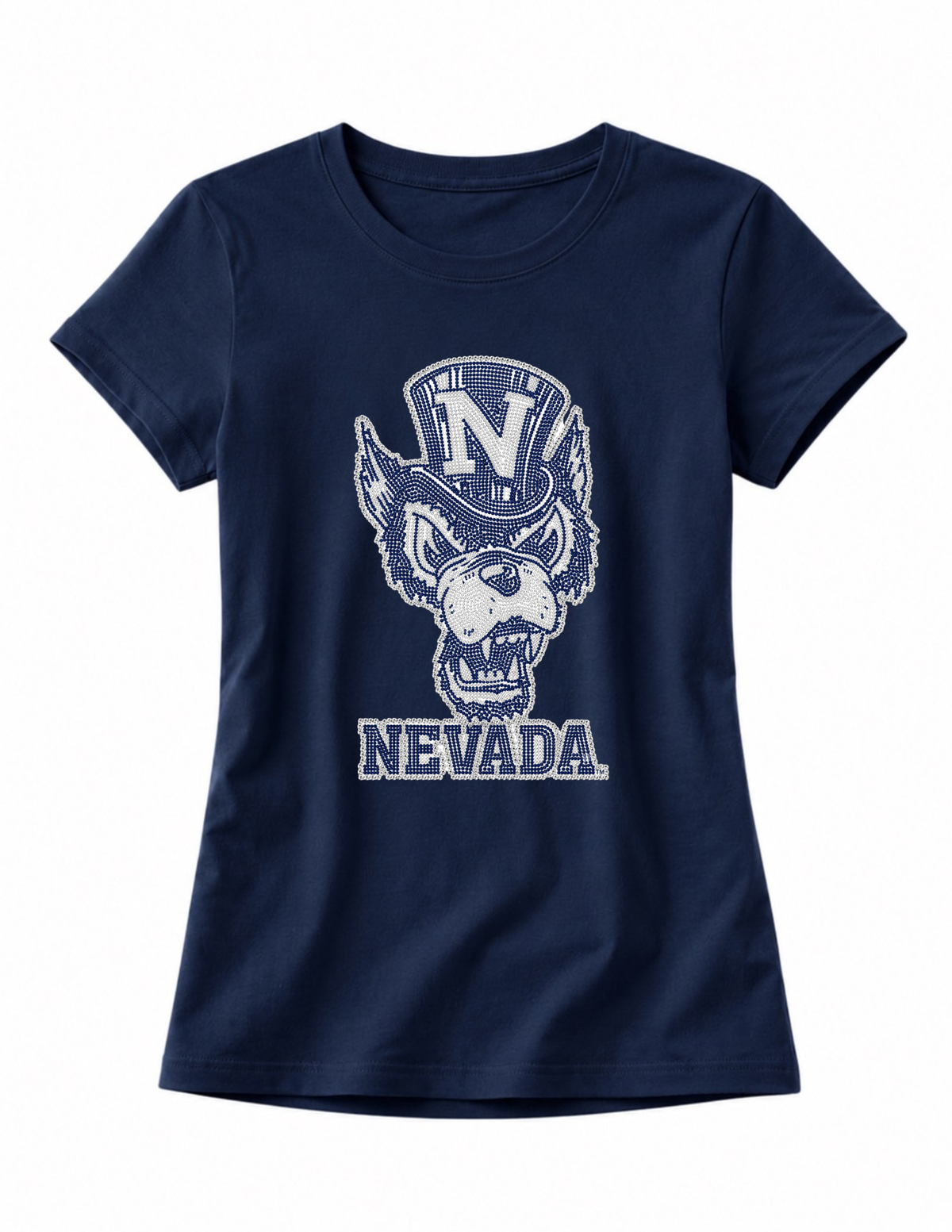 University of Nevada Wolfie Head Navy Crewneck T-Shirt