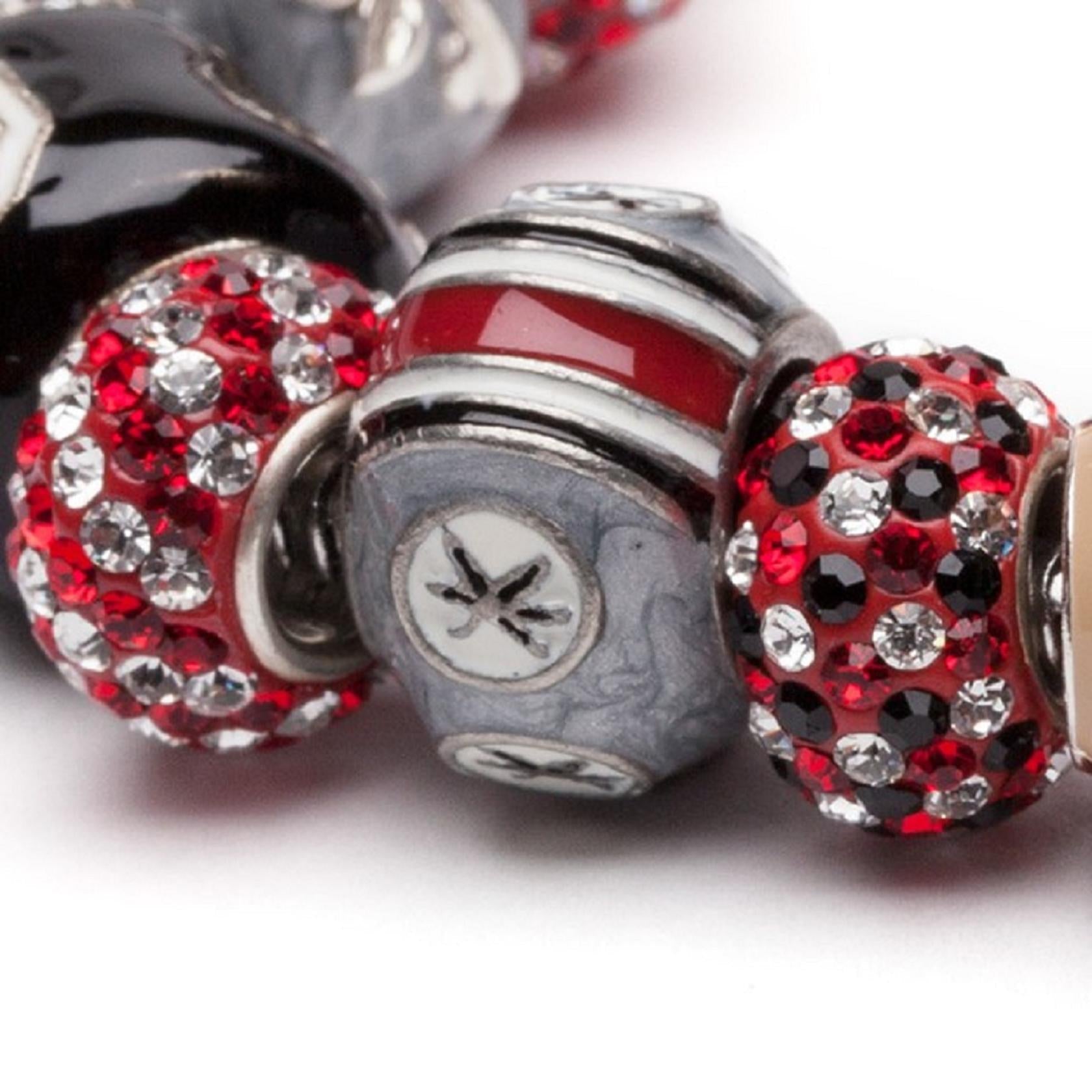 Ohio State Buckeye Leaf Stripe Bead Charm