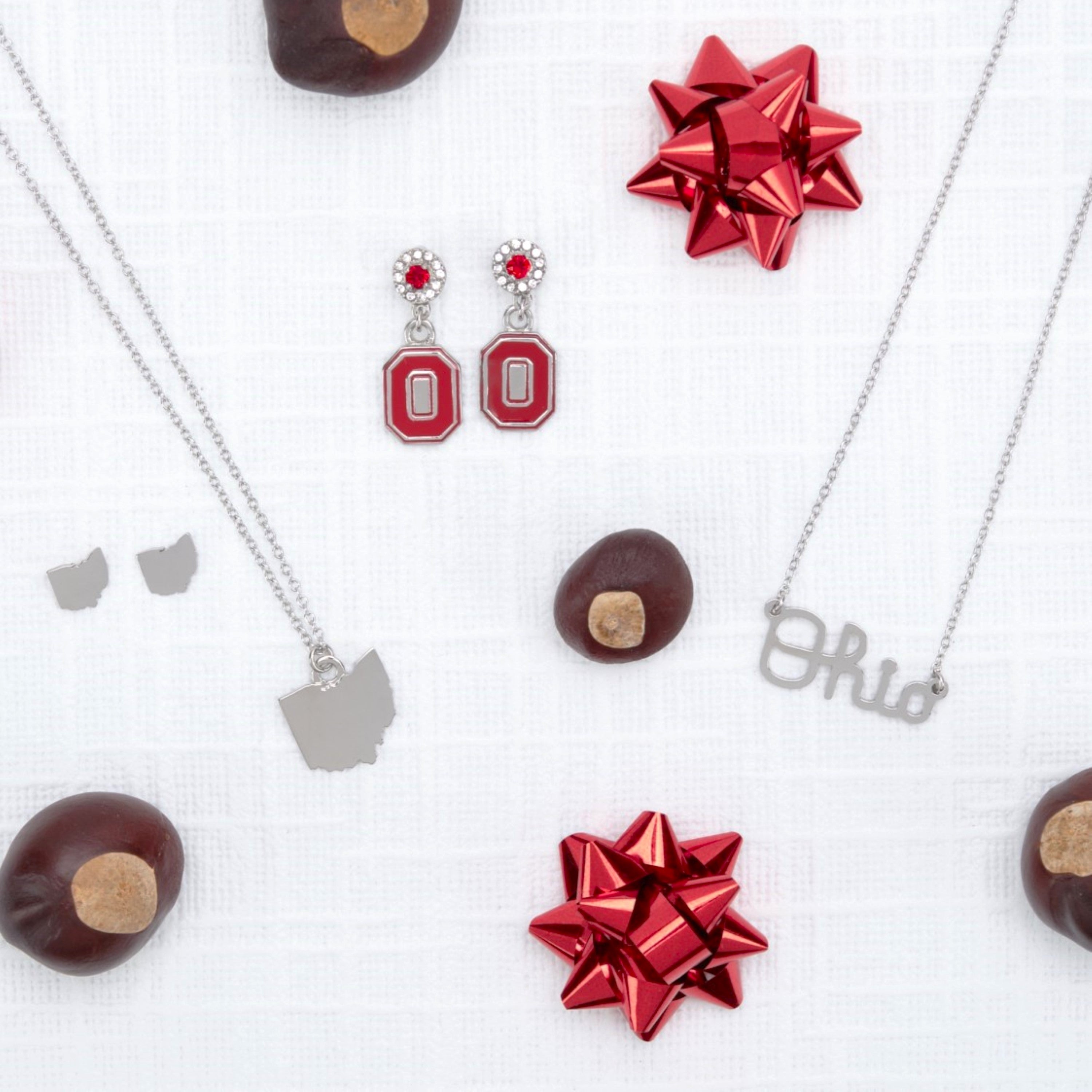Ohio State Block O Crystal Drop Earrings