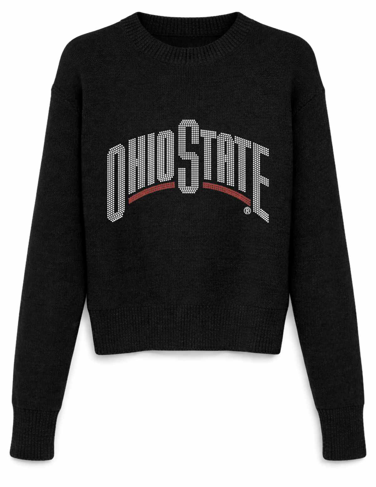 Ohio State White Curve Crewneck Black Sweater