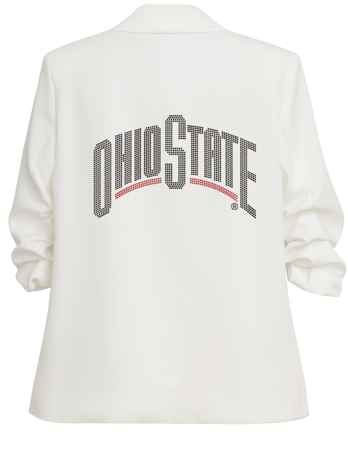 Ohio State Curve Black White Ruched Sleeve Blazer