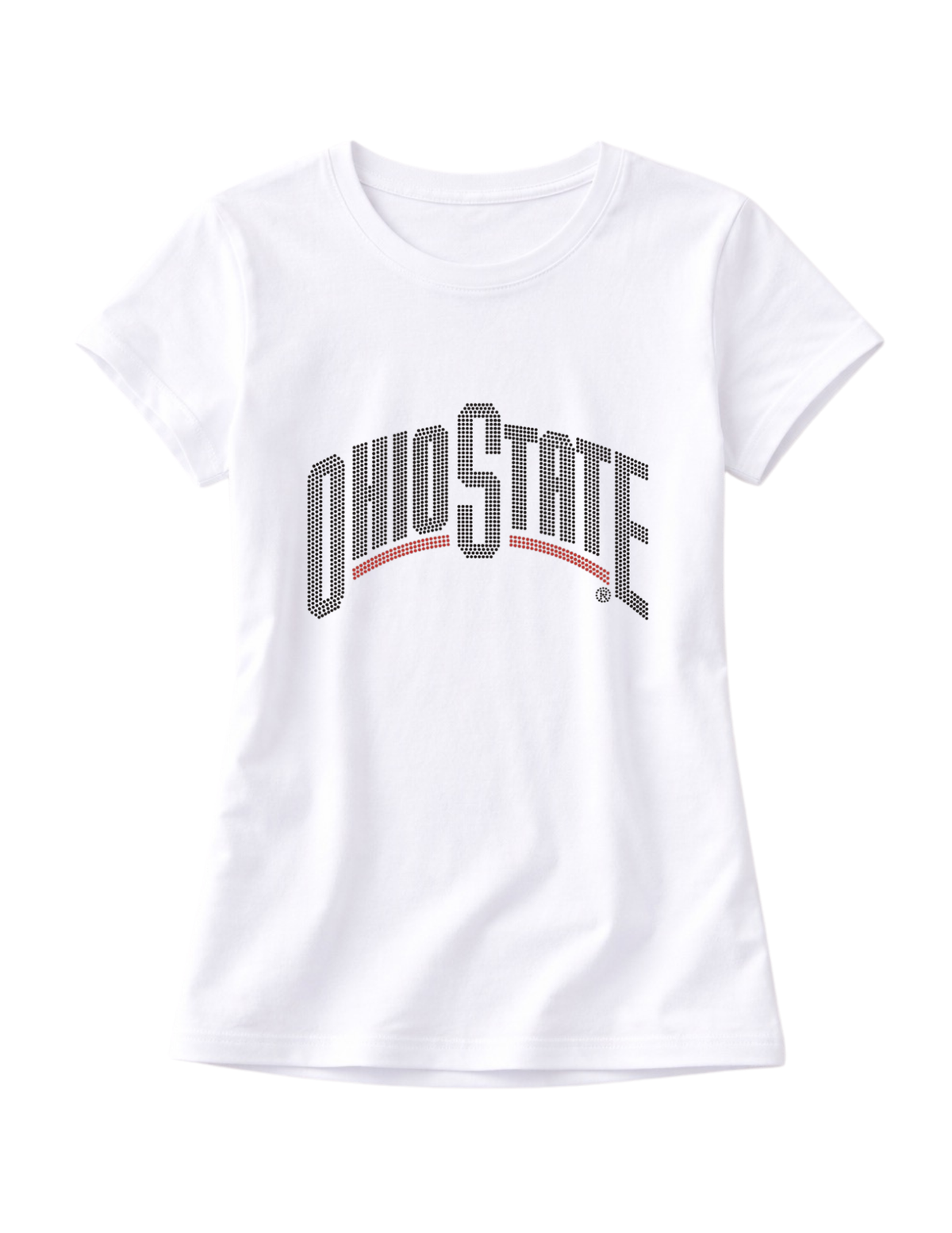 Ohio State Black Curve White Crewneck Short Sleeve T-Shirt
