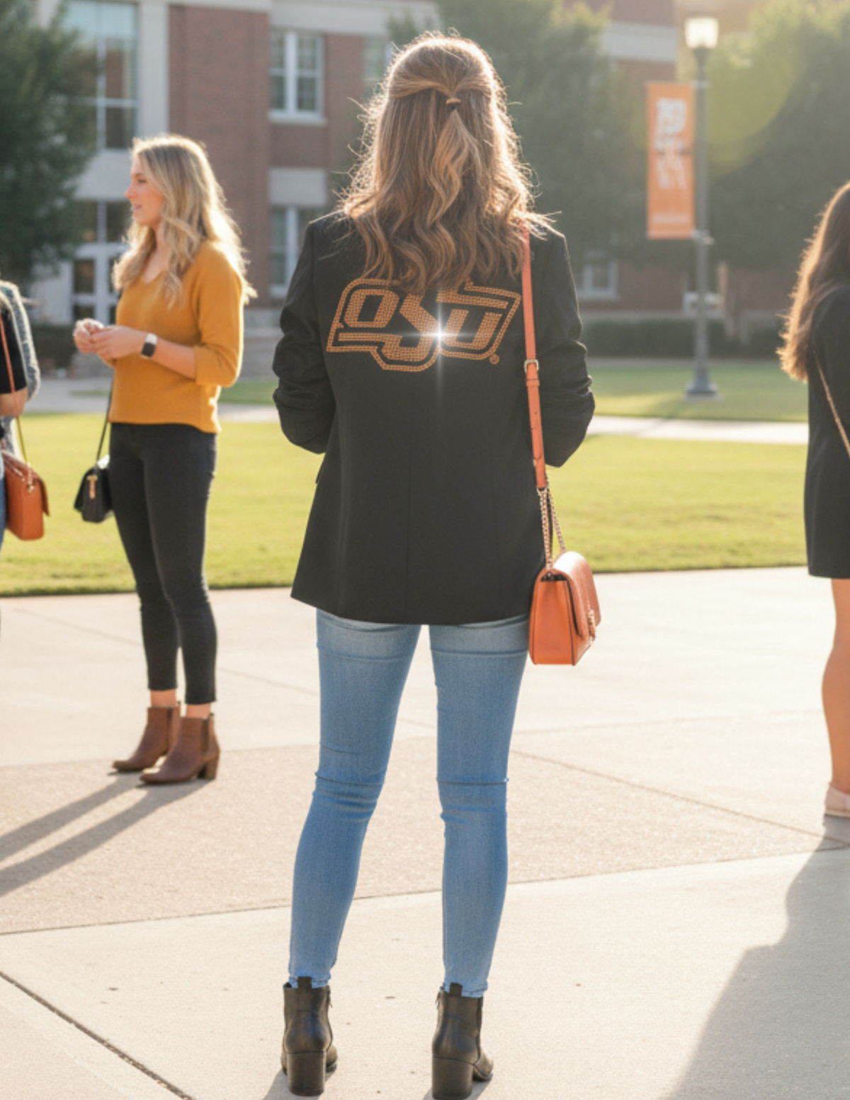 Oklahoma State OSU Black Ruched Sleeve Blazer