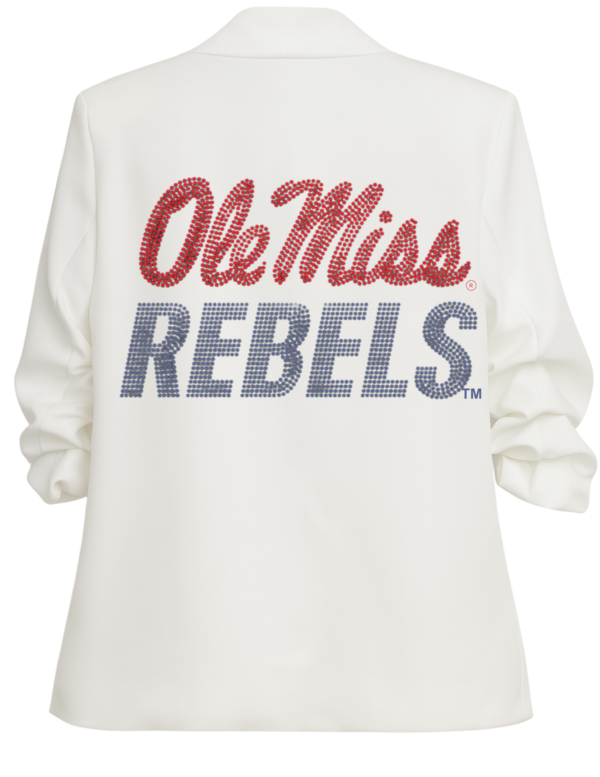 University of Mississippi Ole Miss Rebels White Ruched Sleeve Blazer