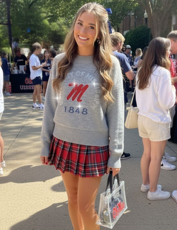 University of Mississippi EST. 1848 Gray Crewneck Sweater