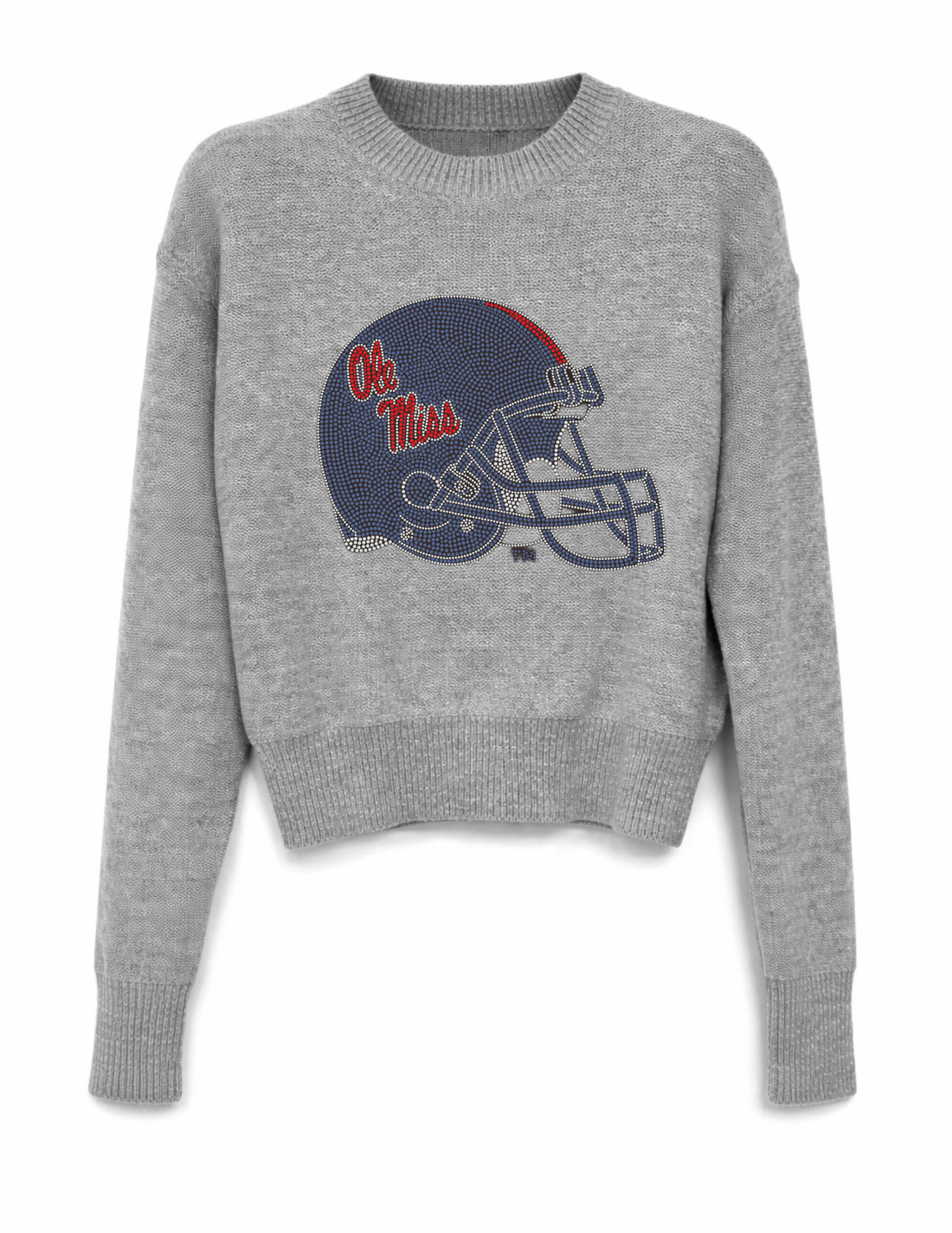 University of Mississippi Helmet Gray Crewneck Sweater