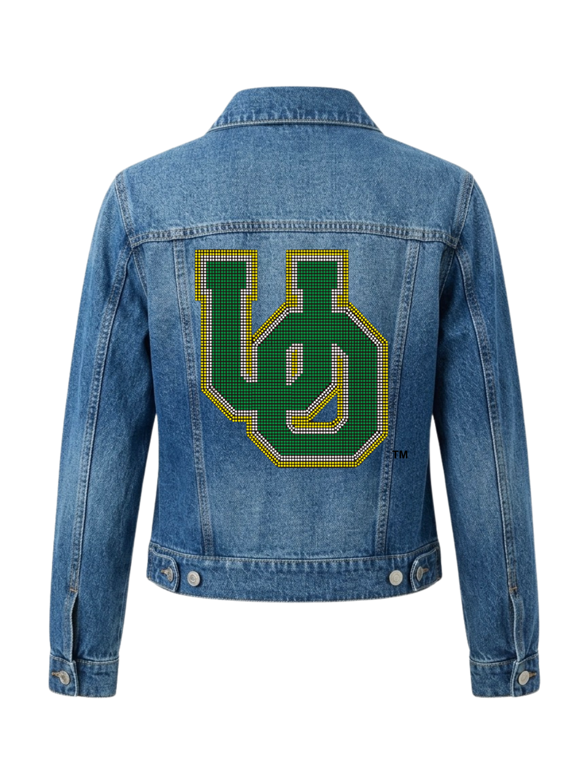 University Of Oregon Large Interlocking UO Blue Denim Jacket