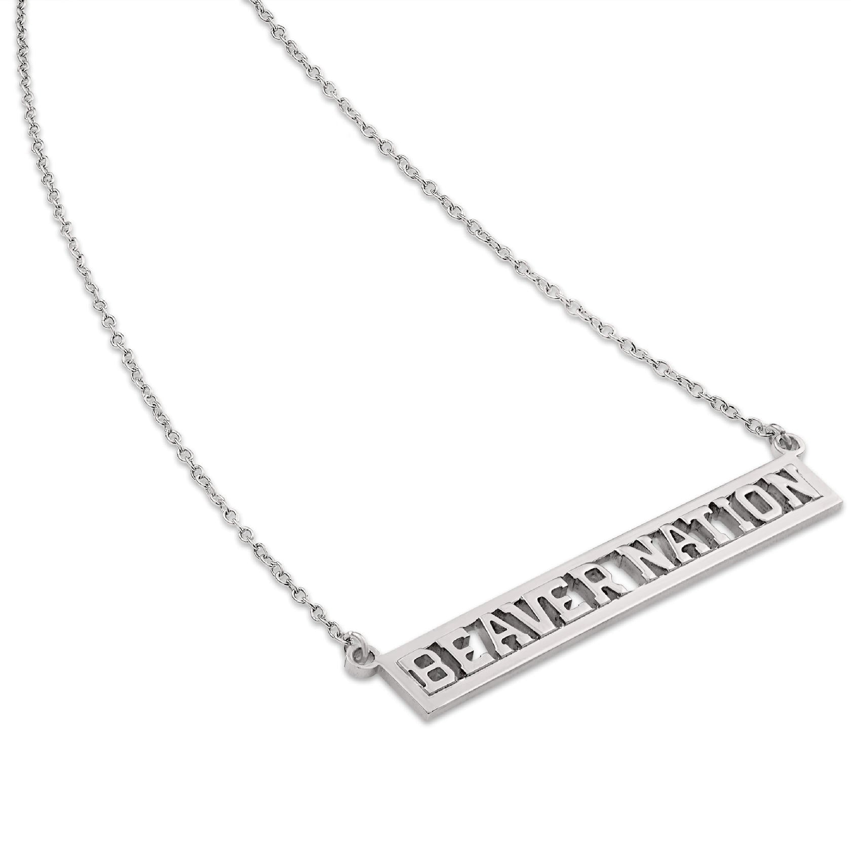 Oregon State BEAVER NATION Script Bar Necklace