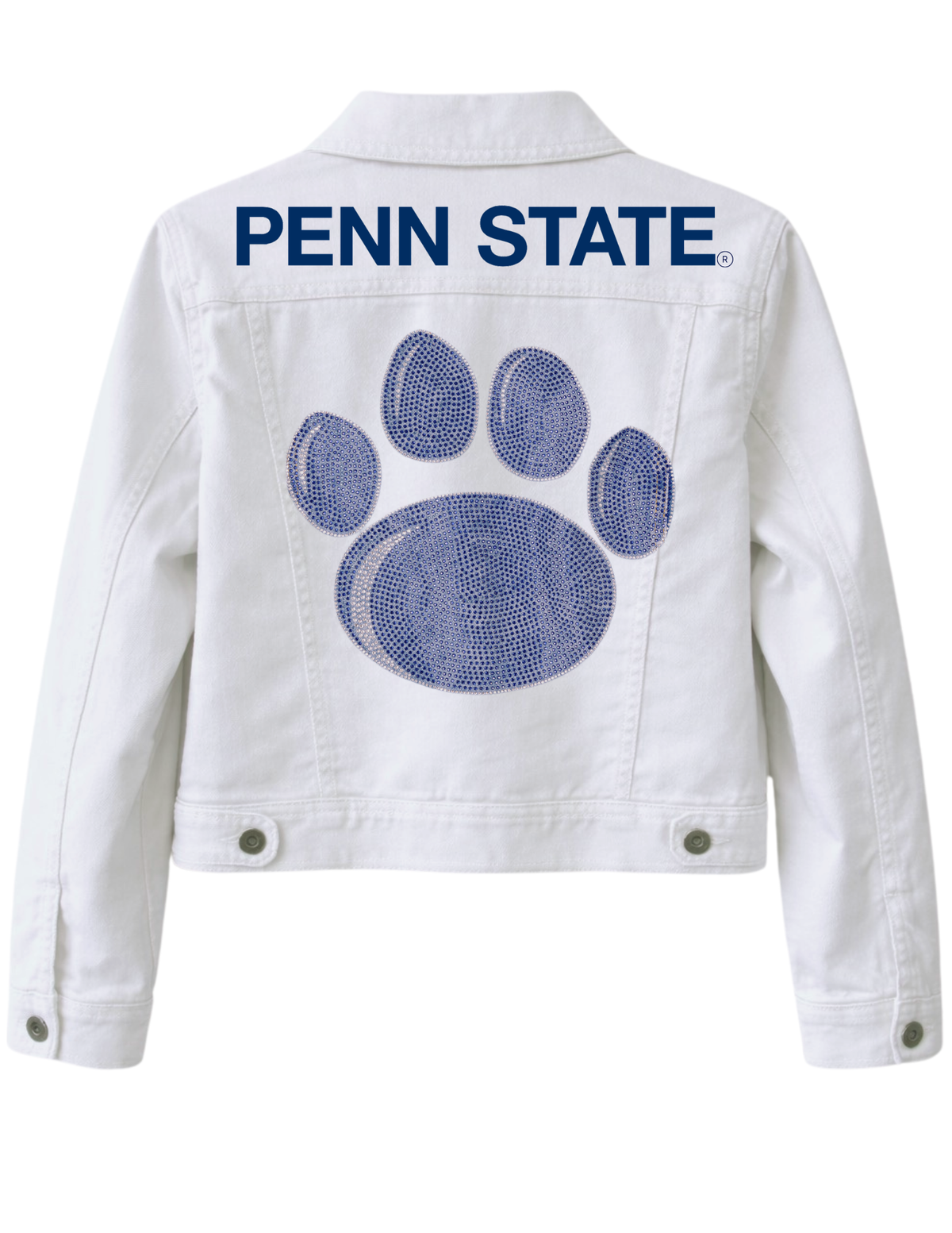 Penn State Script Paw White Denim Jacket
