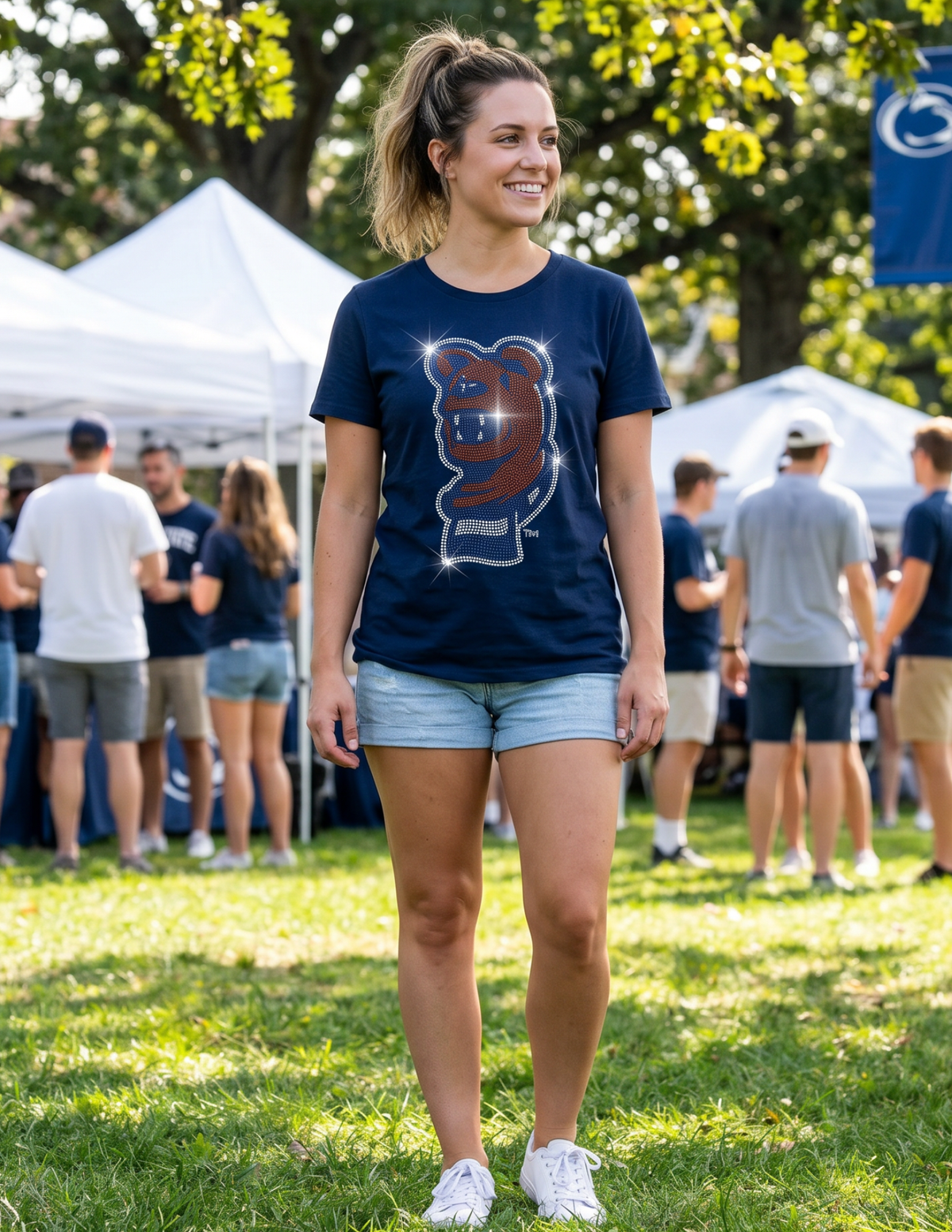 Penn State Mascot Head Navy Crewneck Short Sleeve T-Shirt